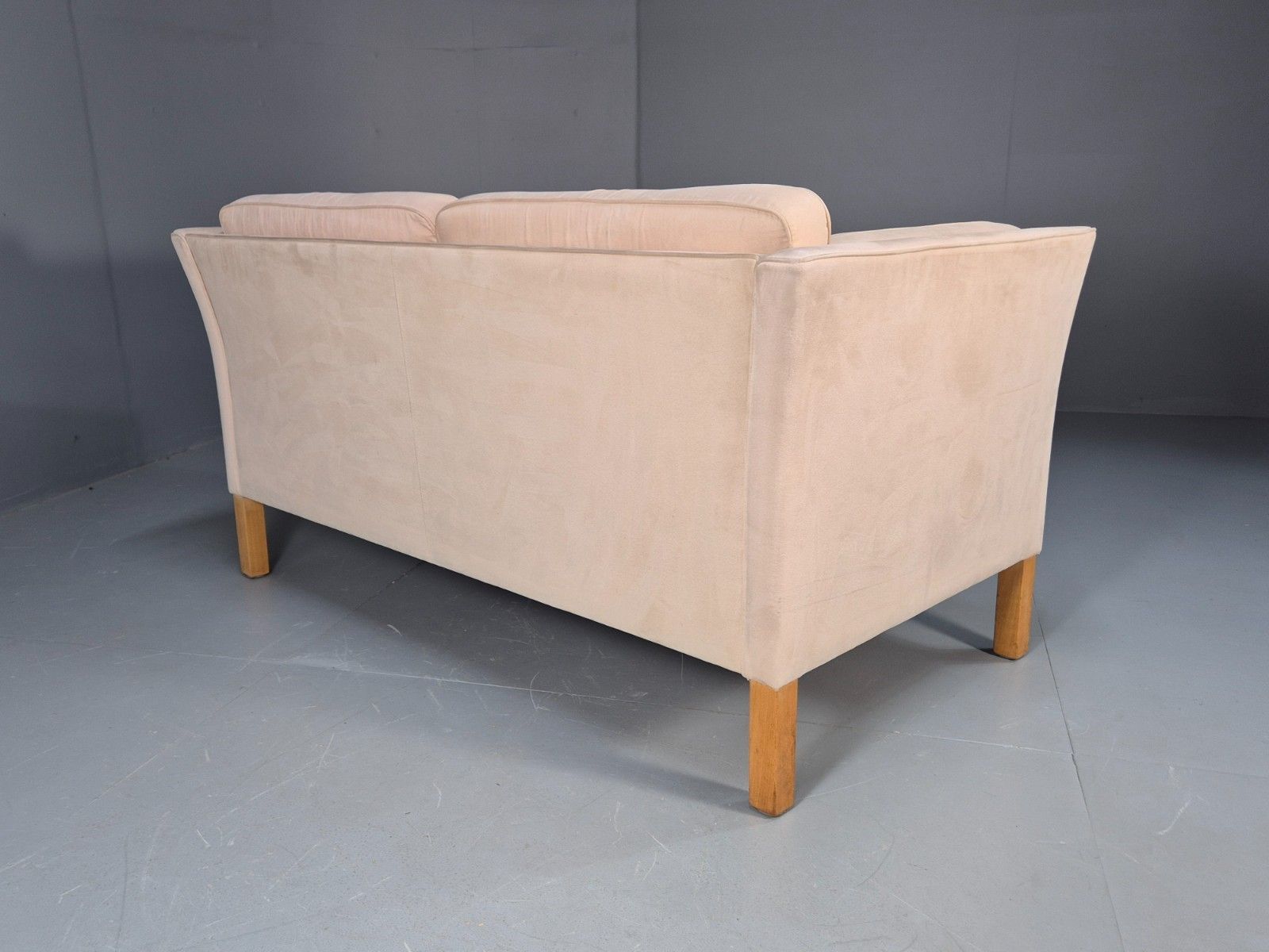 photo buy Vintage 1970s Danish 2 Seat Sofa Faux Suede Beige Retro Mcm Eb10267 M2ss