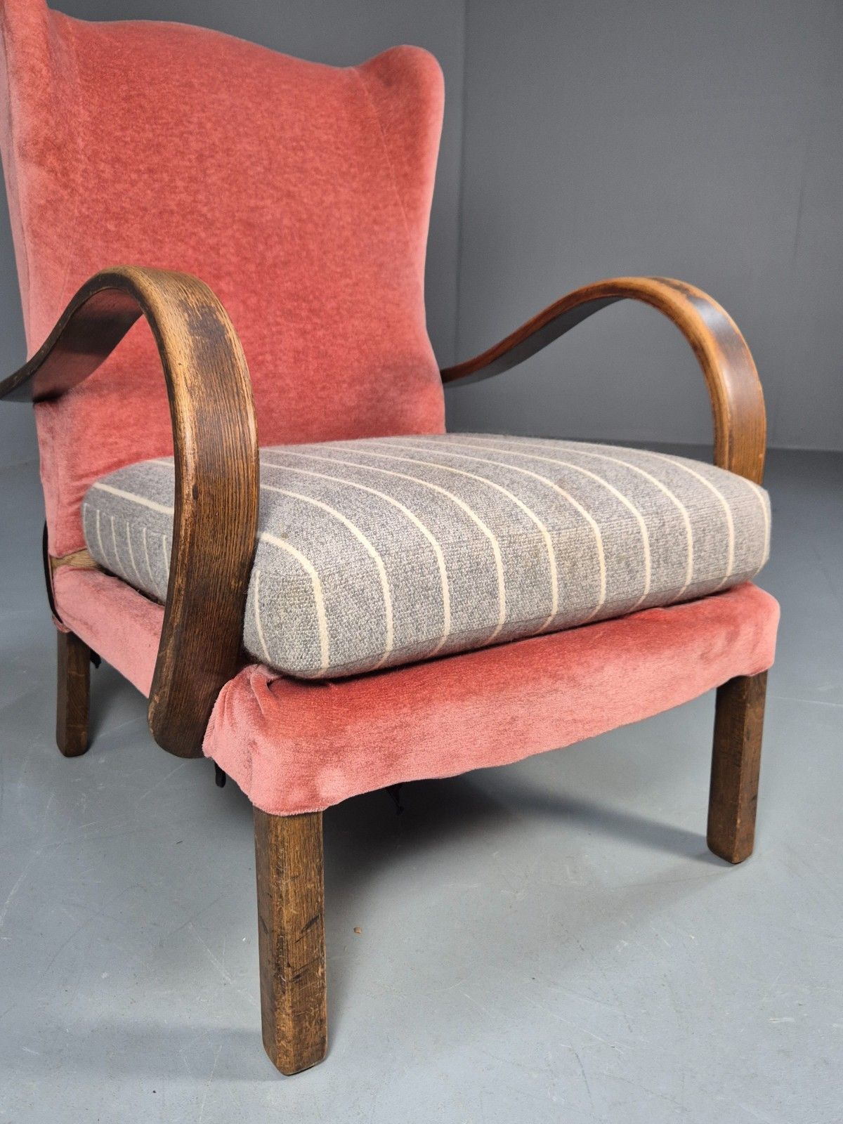 Vintage 1950s Lounge Chair Wingback Beech Frame Retro Eb10265 Mben photo 200.0