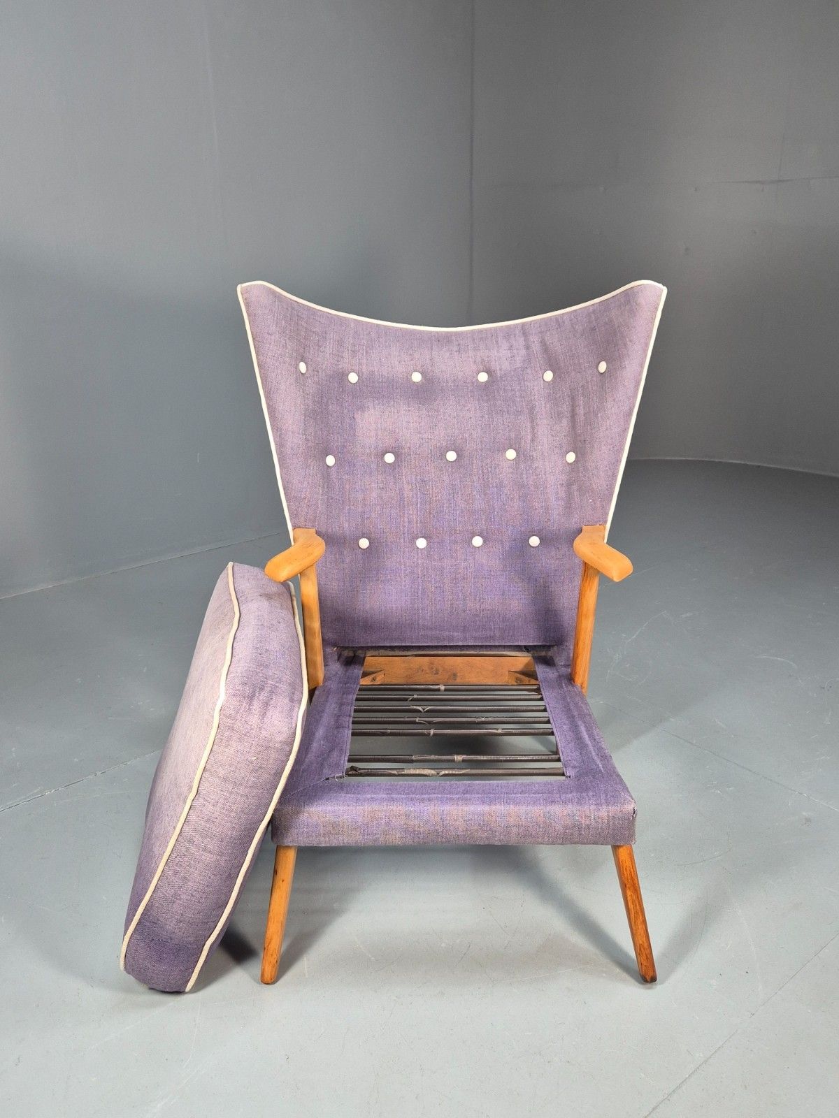 Vintage Parker Knoll Lounge Chair Wingback Retro Purple 1950s Mcm Eb10194 Mnor photo 225.0