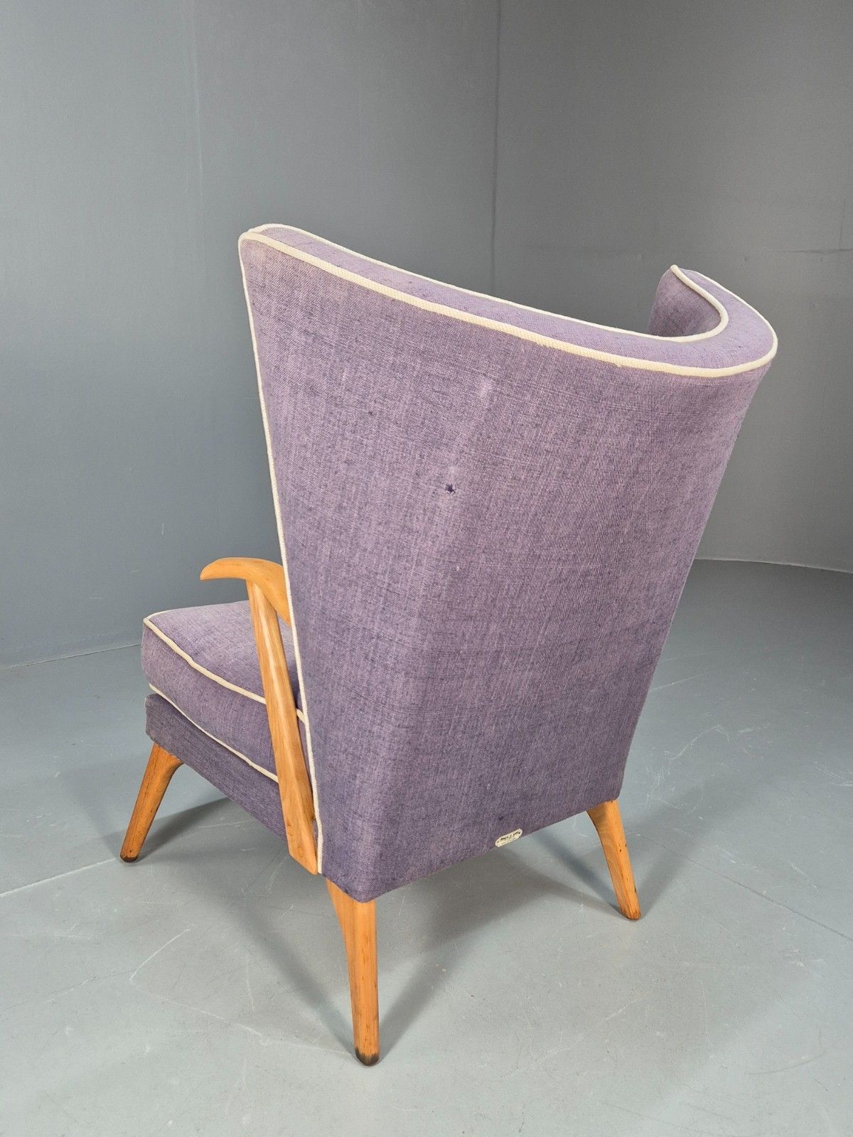 225.0 Vintage Parker Knoll Lounge Chair Wingback Retro Purple 1950s Mcm Eb10194 Mnor photo