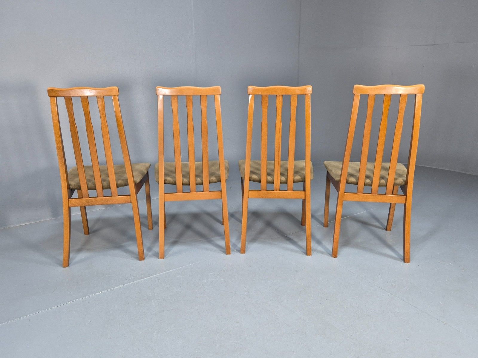 photo for sale Eb10162 4 Jentique 1970s Dining Chairs Beech Green Dralon Retro Mdin
