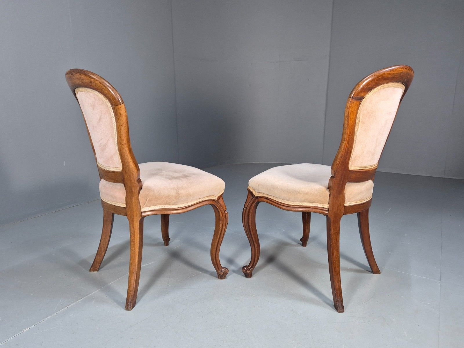 120.0 2 Antique Louis XV Style French Country Chairs Balloon Back  Eb10048 Vdin photo
