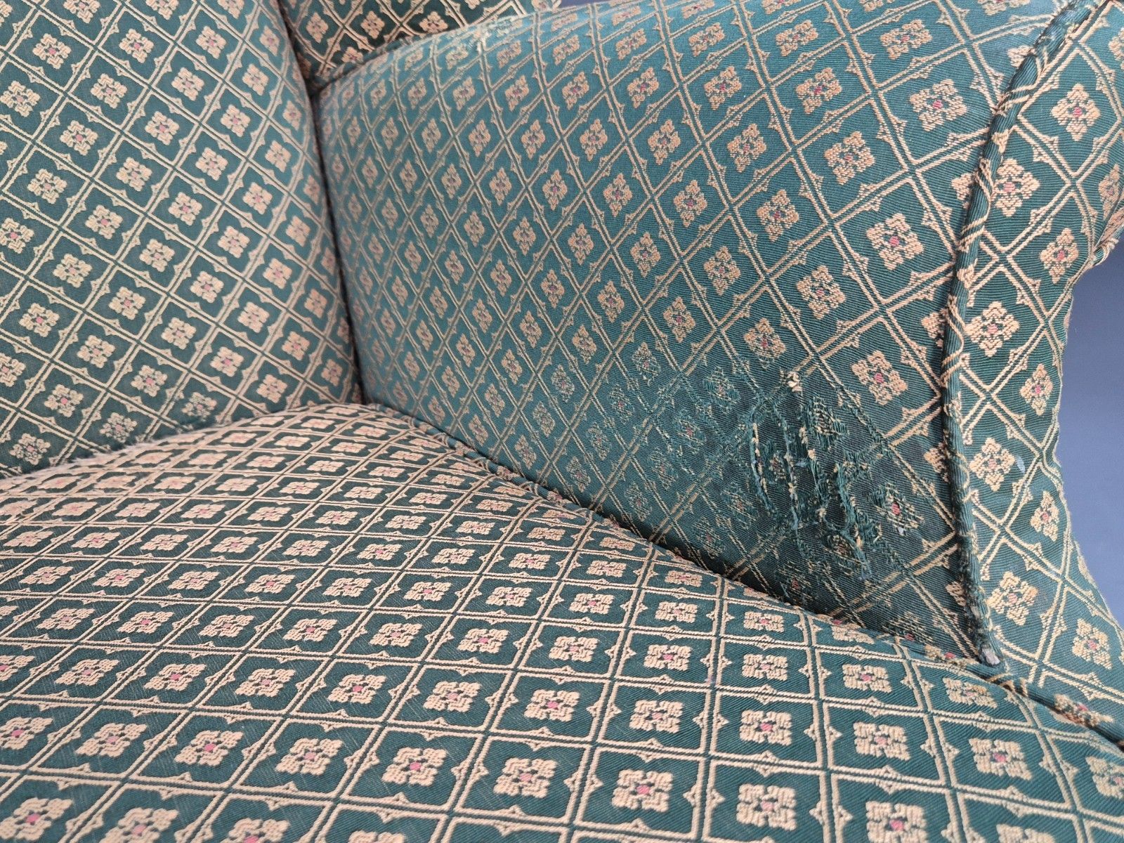 Vintage Parker Knoll Style Wingback With Footstool 1970s Green Eb9988 Vclo photo Furniture