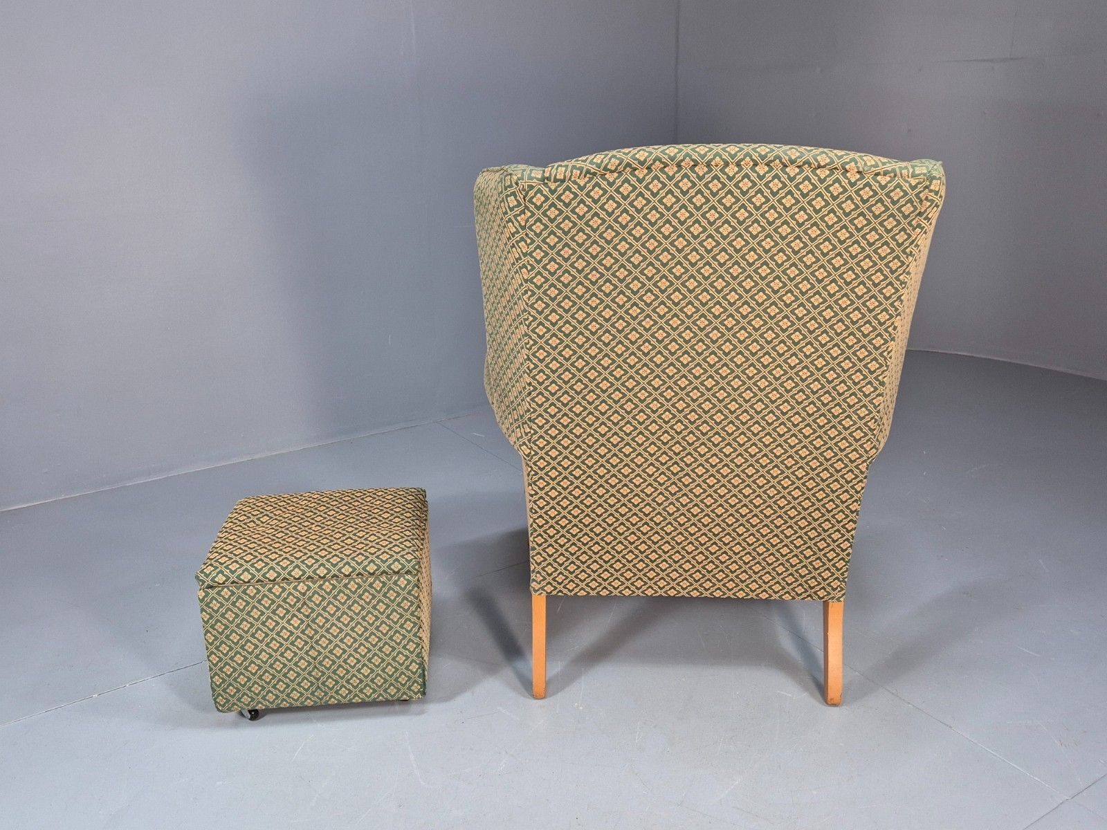 Furniture Vintage Parker Knoll Style Wingback With Footstool 1970s Green Eb9988 Vclo photo