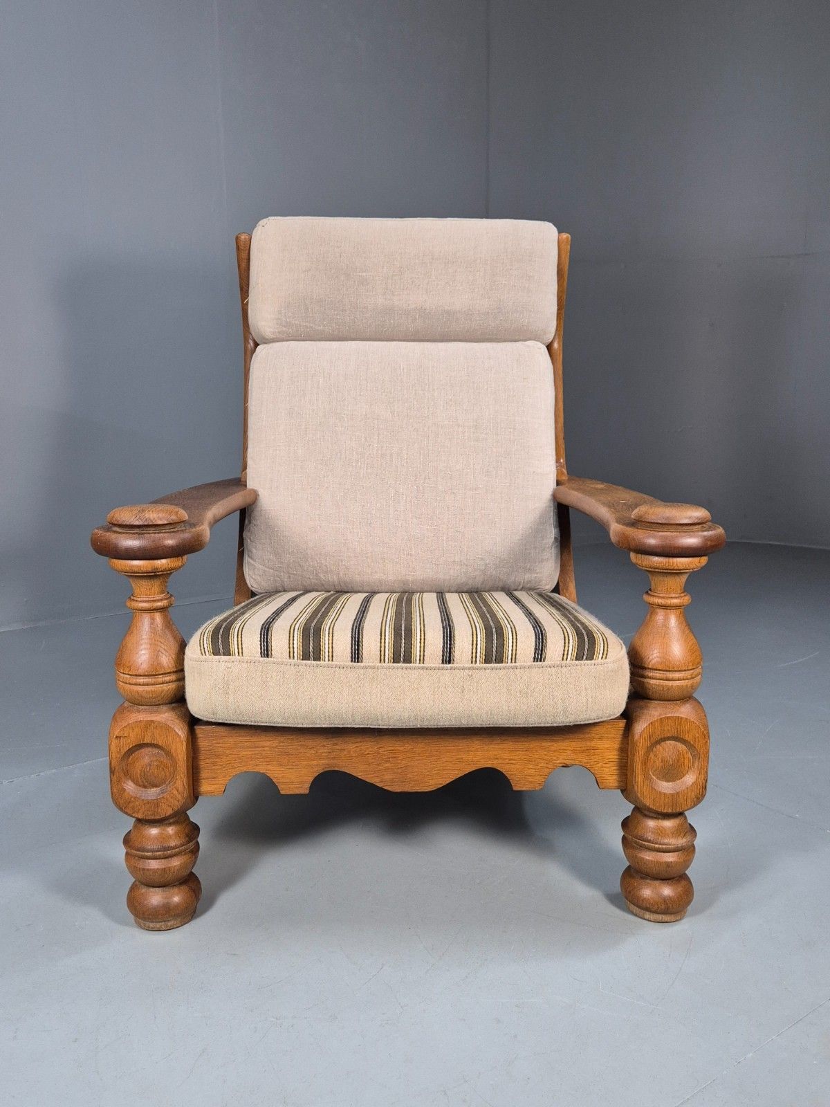 Vintage 1970s Danish Oak Framed Kjaernulf Style Lounge Chair Retro Eb9674 Mnor photo vinterior