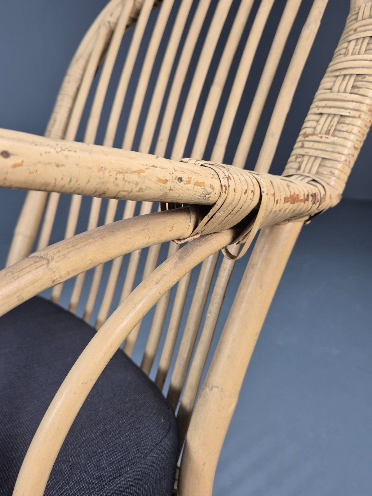 photo vintage Vintage Wicker Lounge Chair 1970s Retro Eb9209 Vber