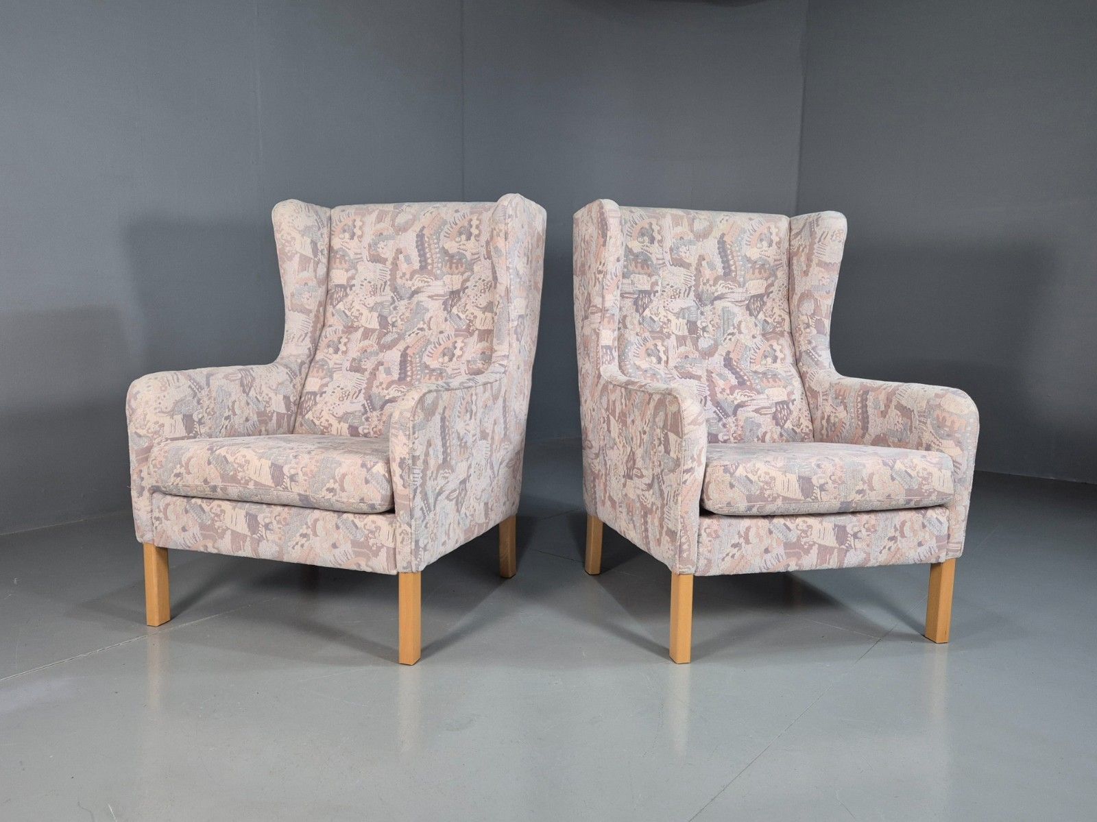 2 Vintage Danish Wing Back Lounge Chairs 1980s Retro  Eb8290 Mnor