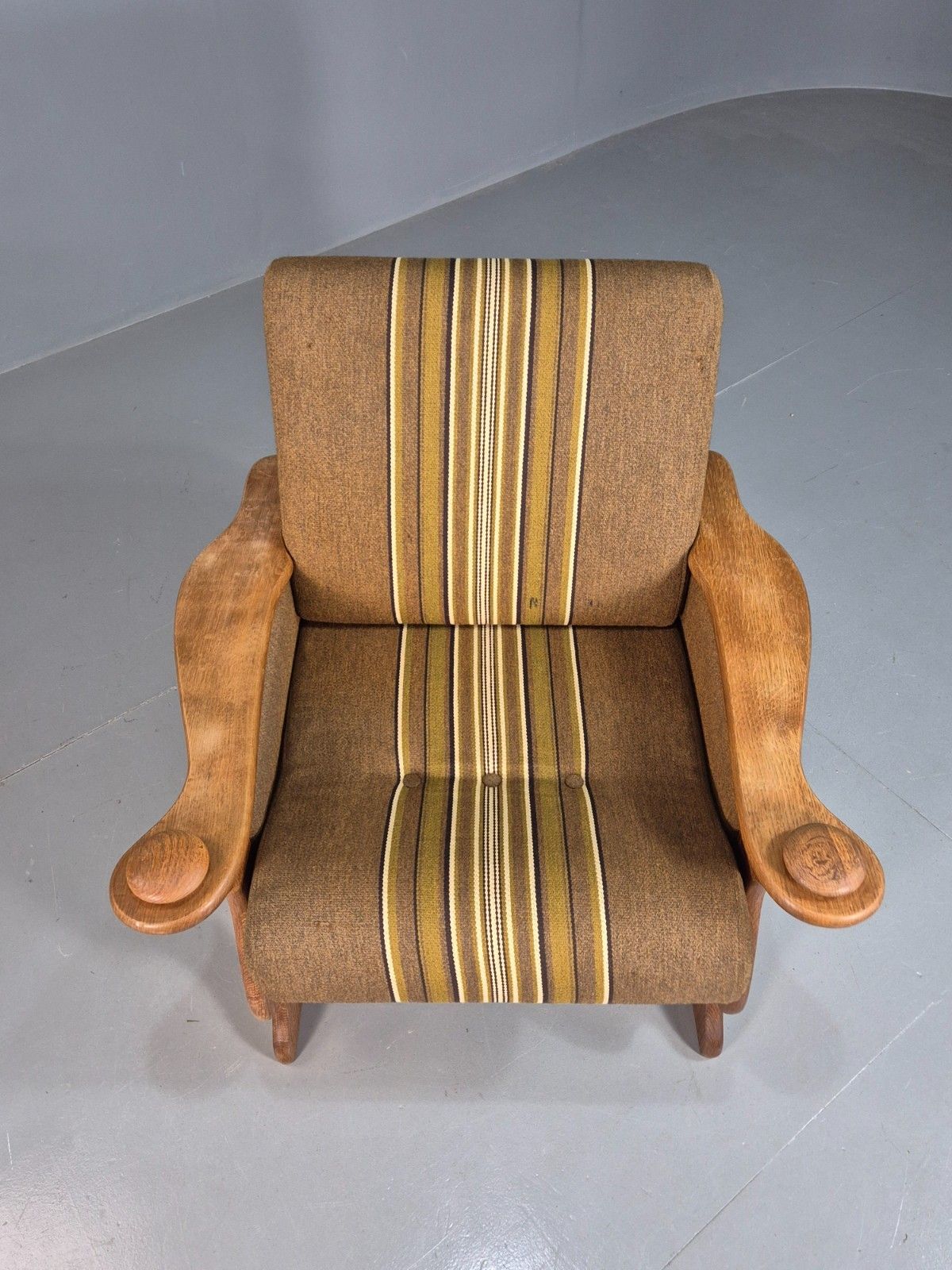 Vintage Henning Kjaernulf Stye Oak Lounge Chair Green Wool 1970s Eb8035 Mnor photo for sale