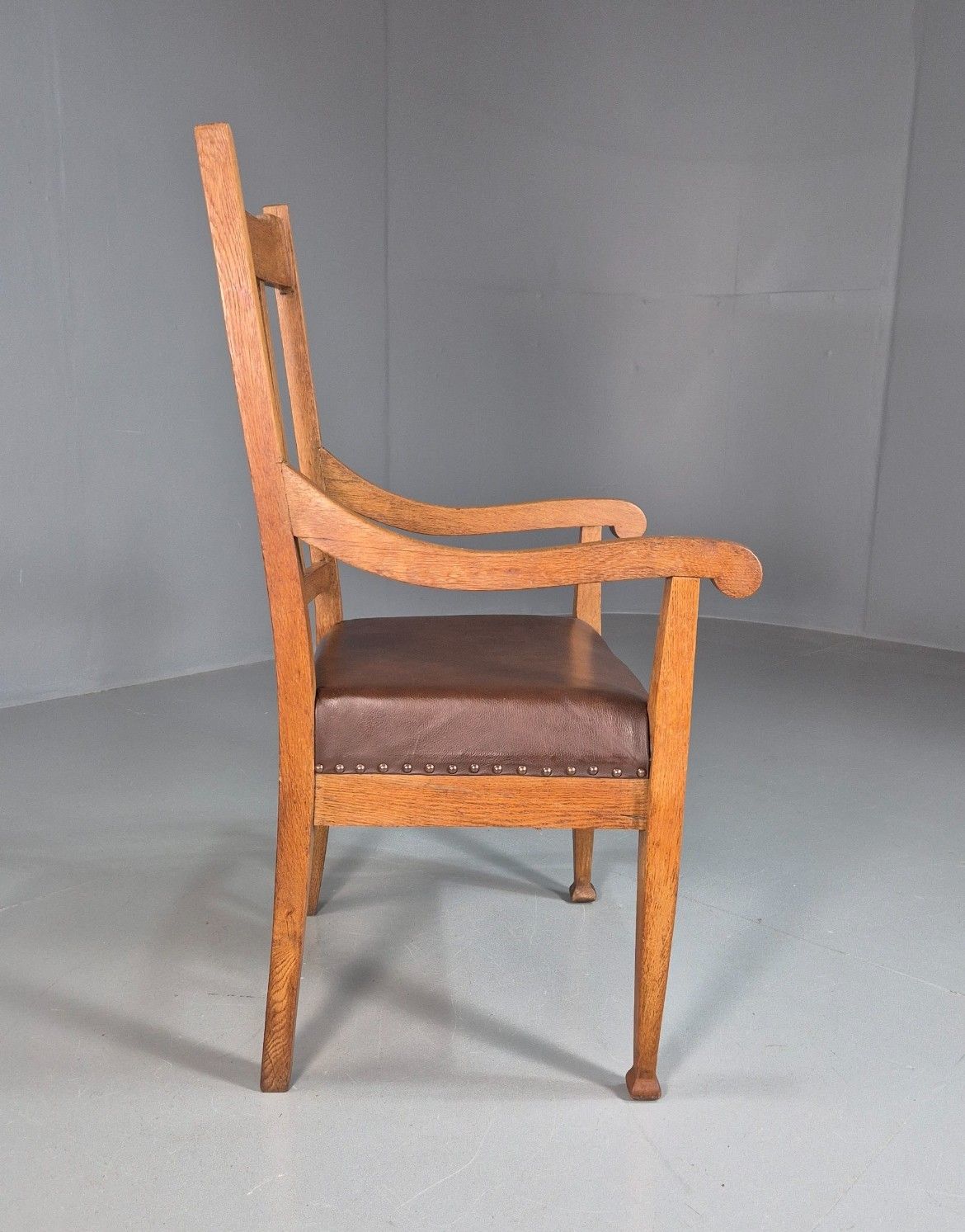 Antique Arts And Crafts Oak Framed Elbow Chair 1900s Eb7917 Vdin photo vintage