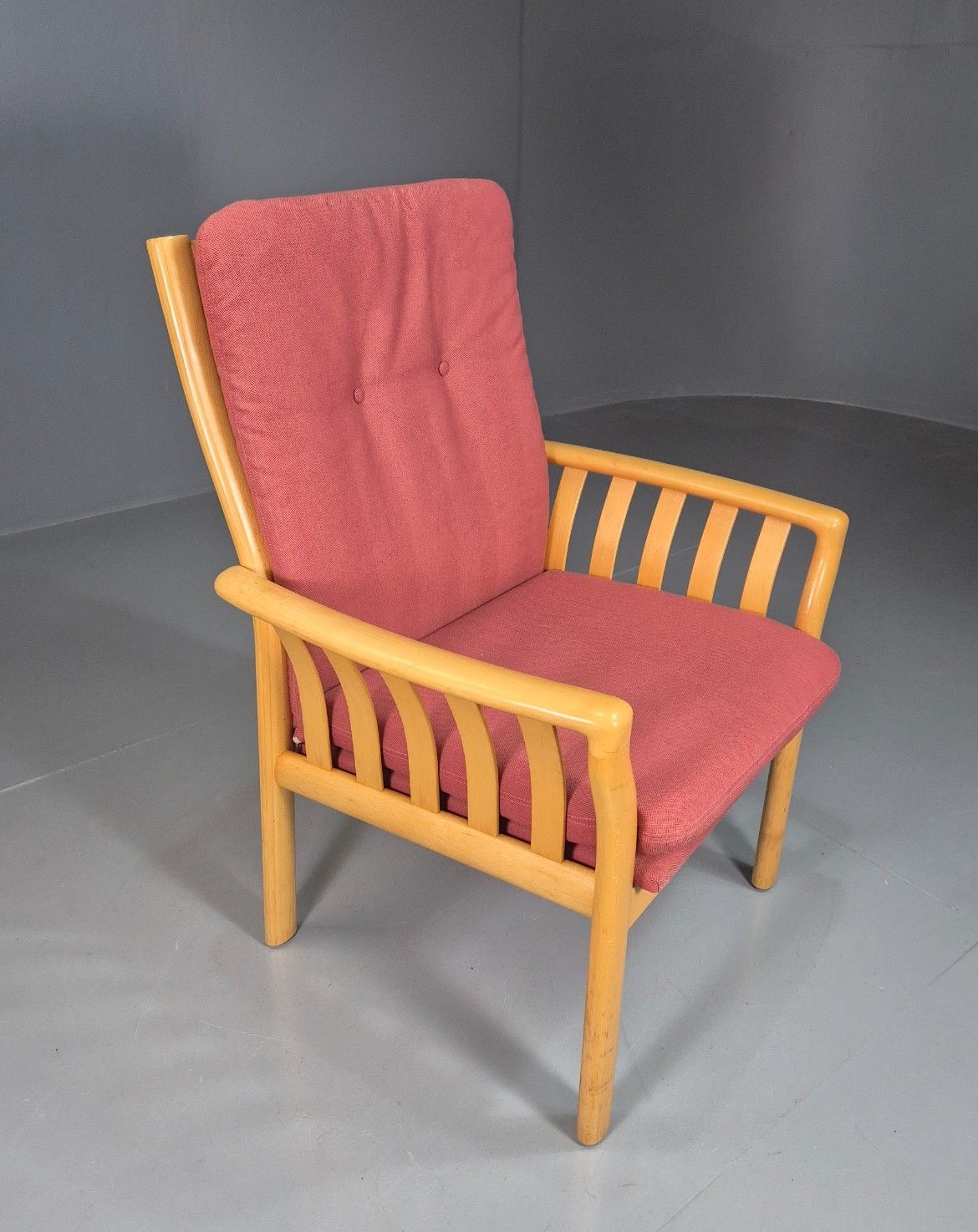 photo furniture Vintage Danish Lounge Chair Red Beech Frame 1980s Retro Eb7794 Mnor
