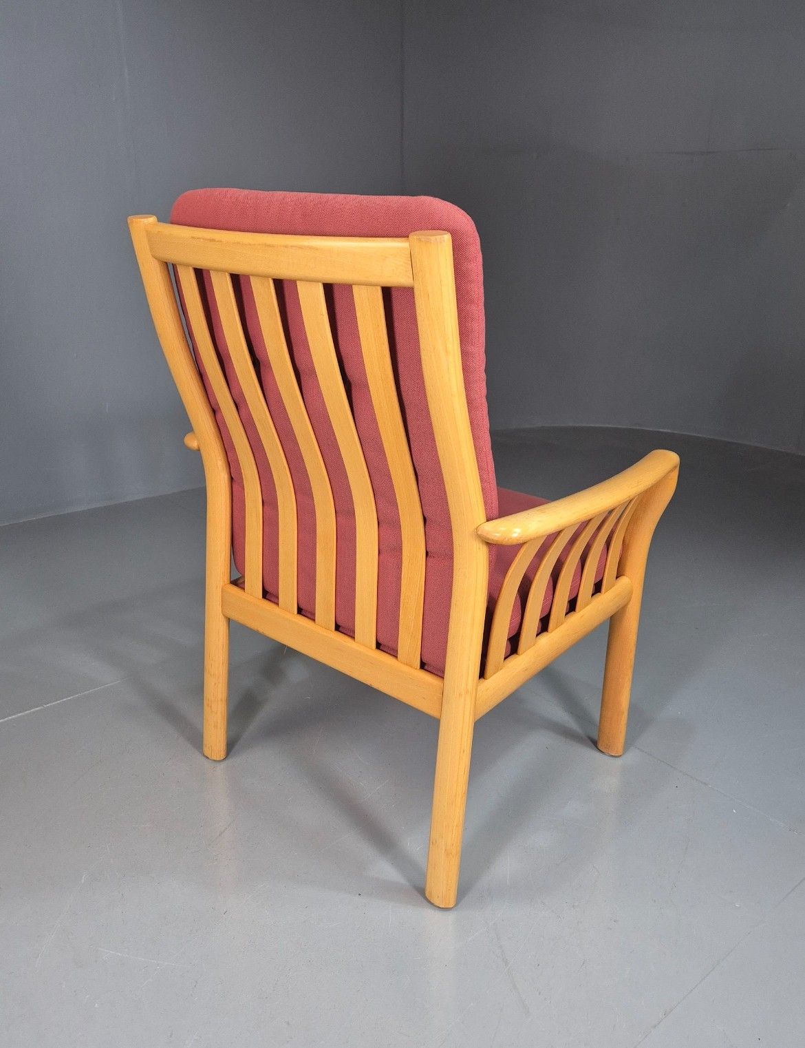 Furniture Vintage Danish Lounge Chair Red Beech Frame 1980s Retro Eb7794 Mnor photo