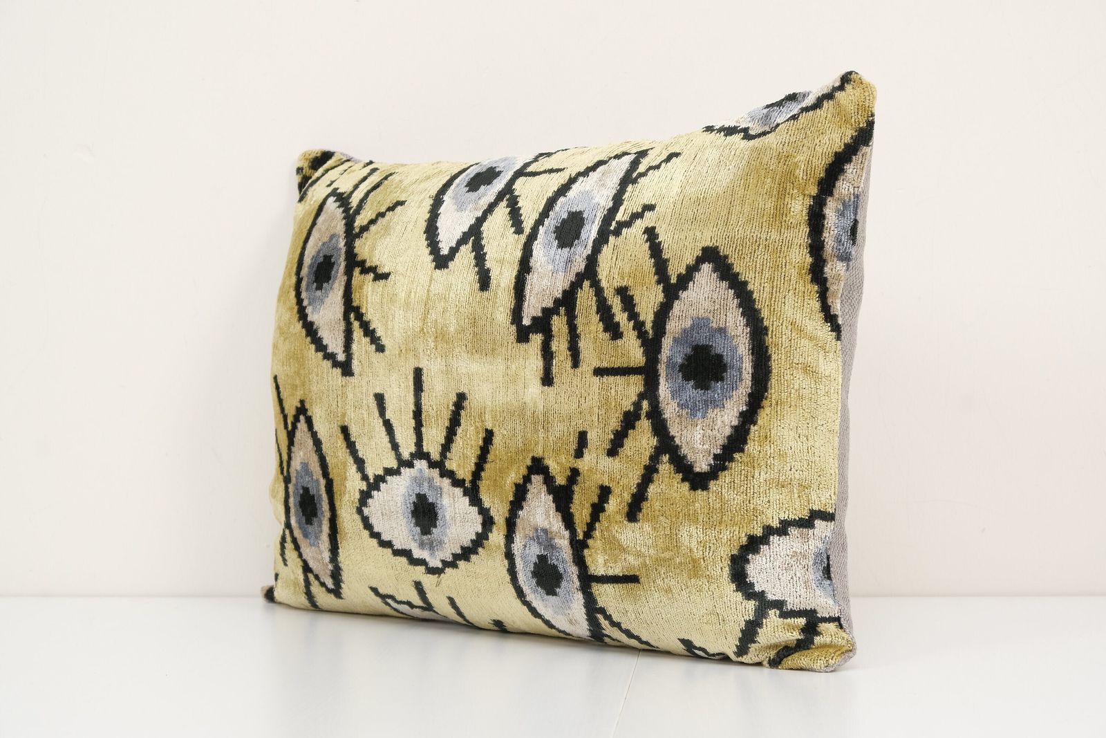 Ikat Eye Pillow Pillow Cover   Silk Ethnic Velvet Pillow Cover   Ethnic Decorative Pillow   Velvet Ikat Pillow photo Textiles