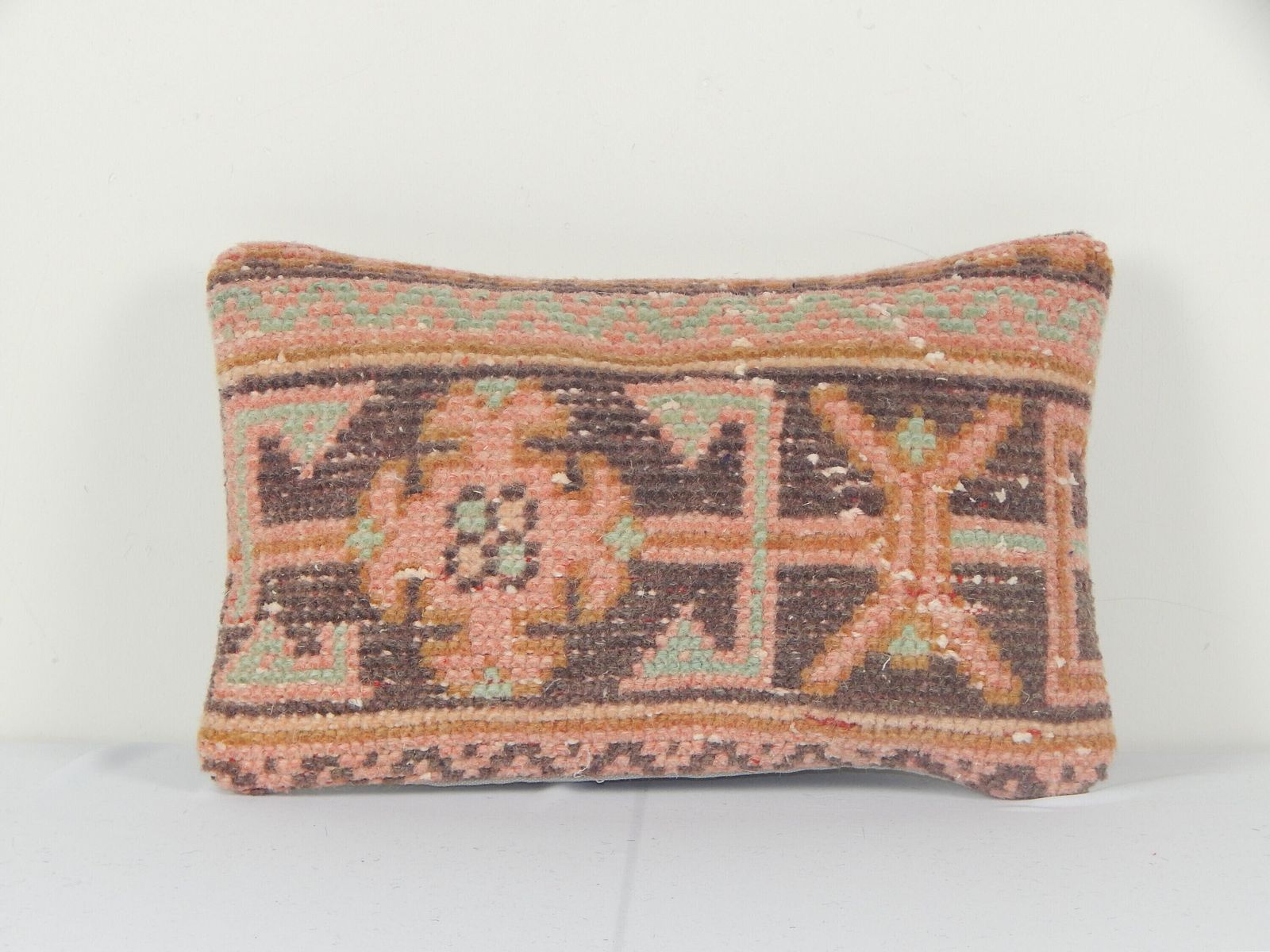 Oushak Rug Lumbar Pillow, Ethnic Pillow Cover, Vintage Traditional Carpet Pillow, Curated Neutral Vintage Pillows