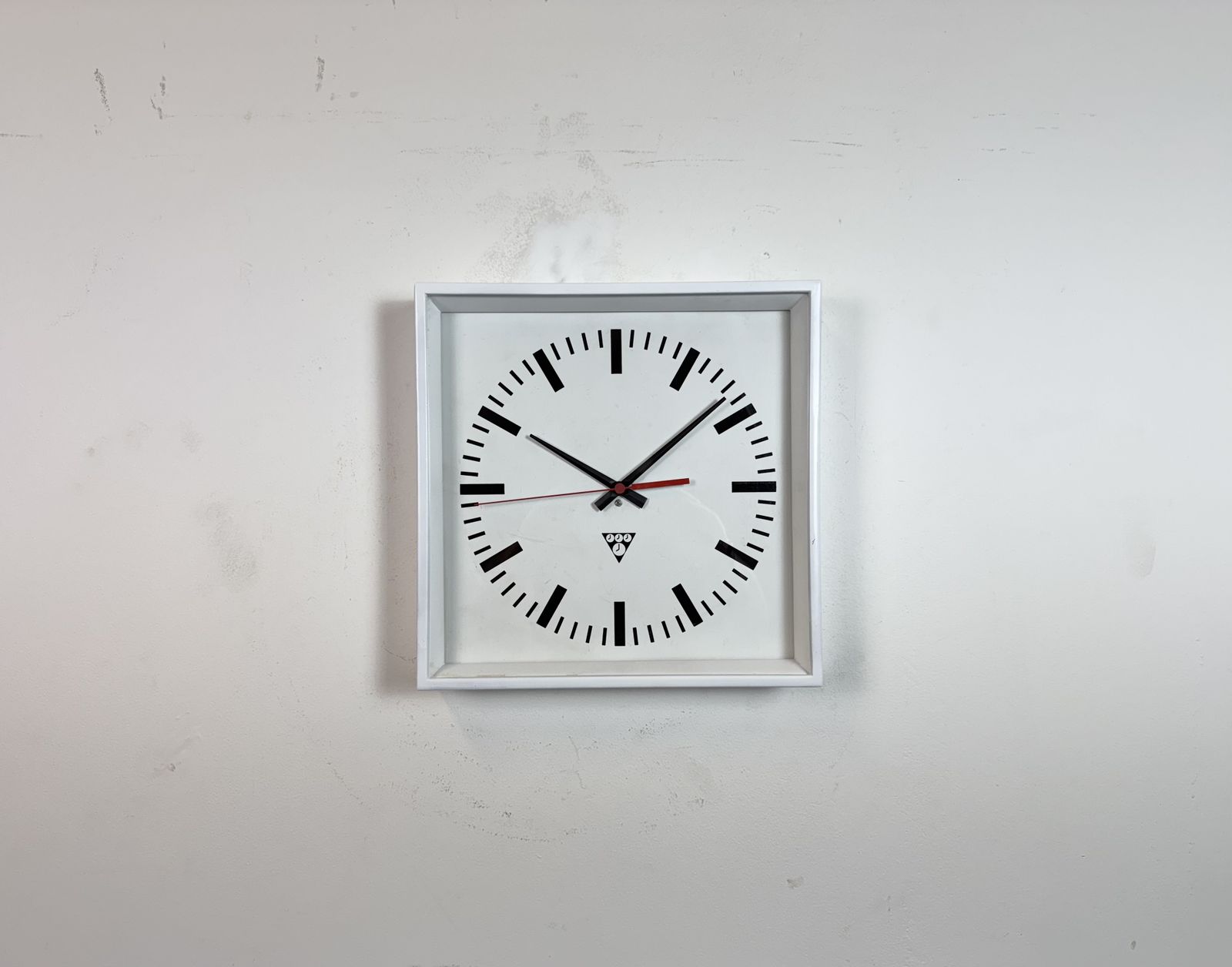 White Industrial Square Wall Clock From Pragotron, 1970s photo furniture