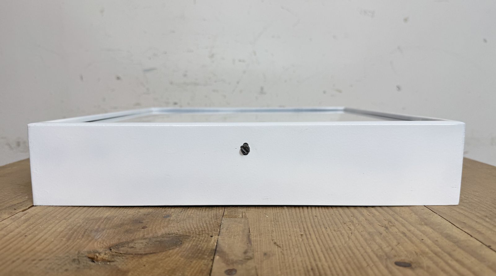 photo buy White Industrial Square Wall Clock From Pragotron, 1970s