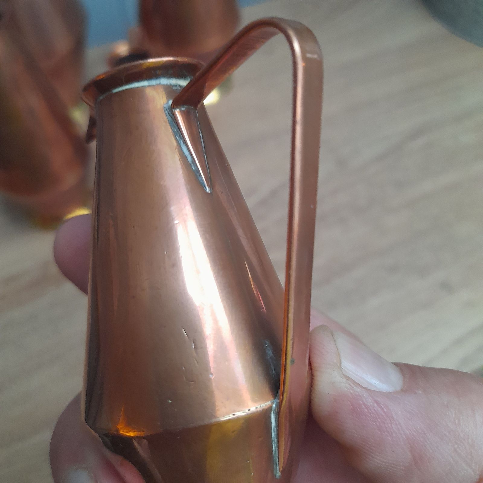 145.0 Great Set Of 5 Brass And Copper Pitchers/Jugs photo