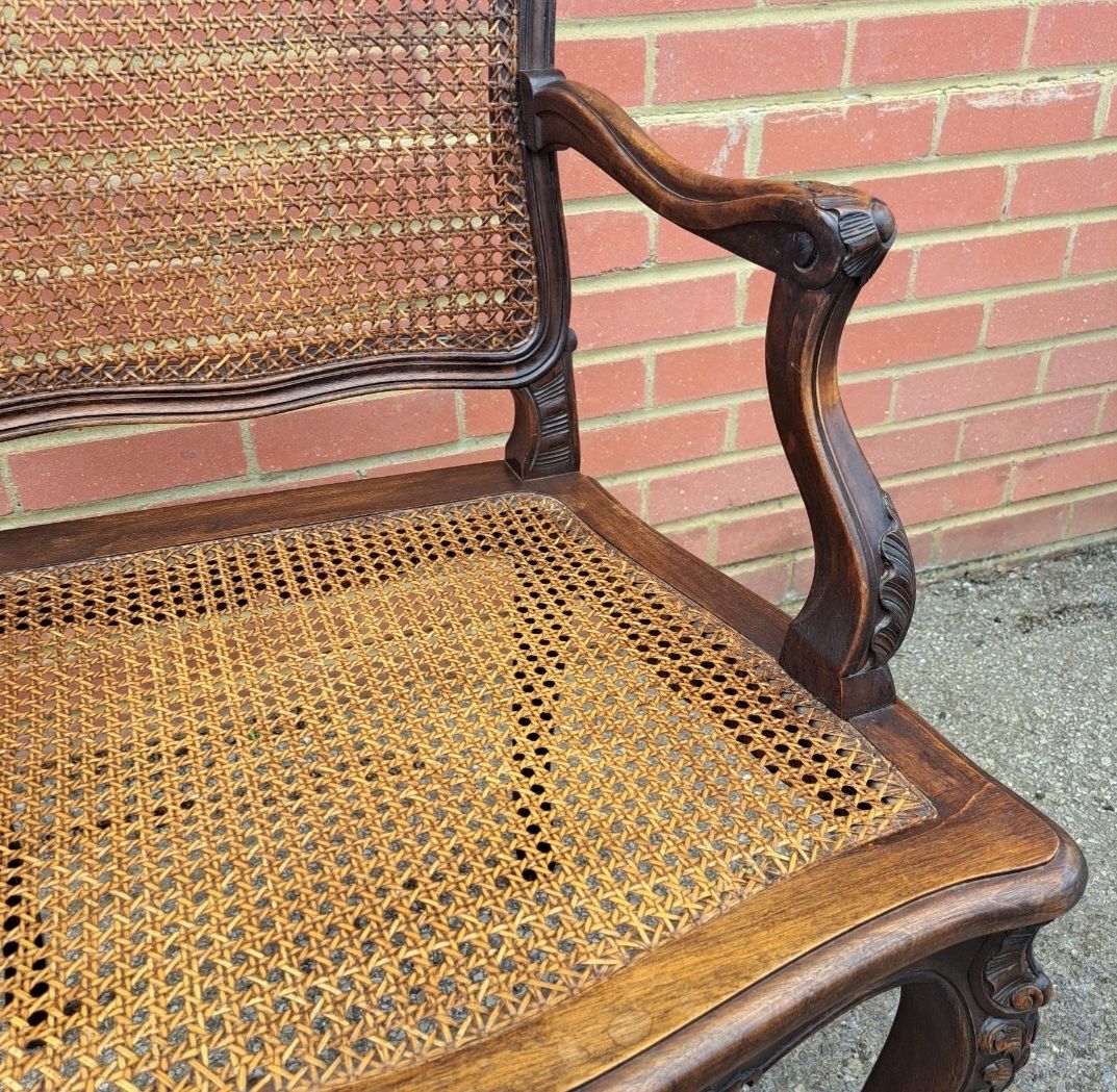 Furniture Pair Of French 18th Century Louis XV Carved Cane Armchairs photo