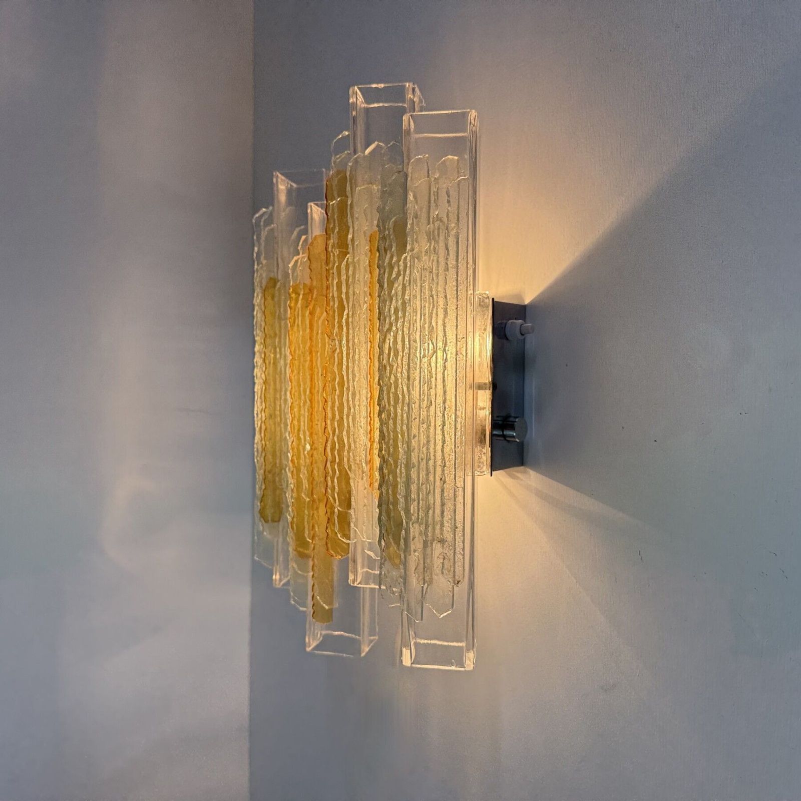 Mid Century Design By Poliarte Glass Wall Lamp Sconce , 1970s Italy photo for sale