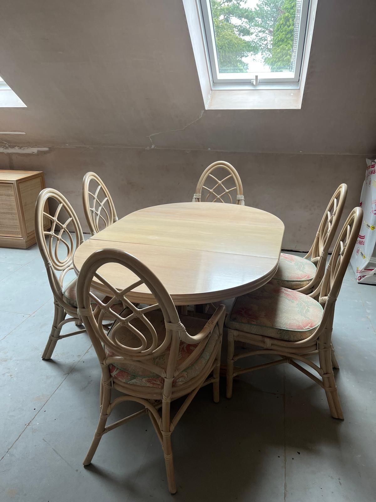 Dining Table (Extendable)   Wood / Faux Bamboo / Rattan / Cane (See Also 6 Matching Chairs) photo 299.0