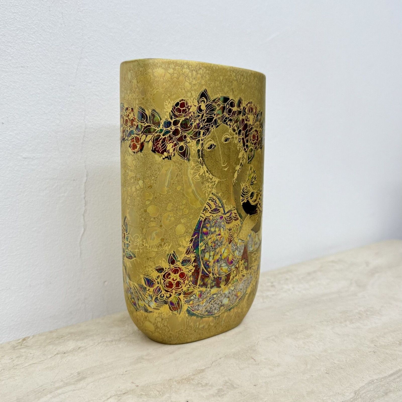photo for sale Rare Bjørn Wiinblad For Rosenthal Vase Gold Decor , 1970’s