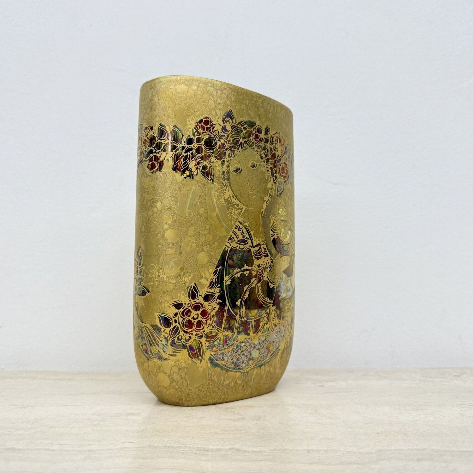 photo vinterior Rare Bjørn Wiinblad For Rosenthal Vase Gold Decor , 1970’s