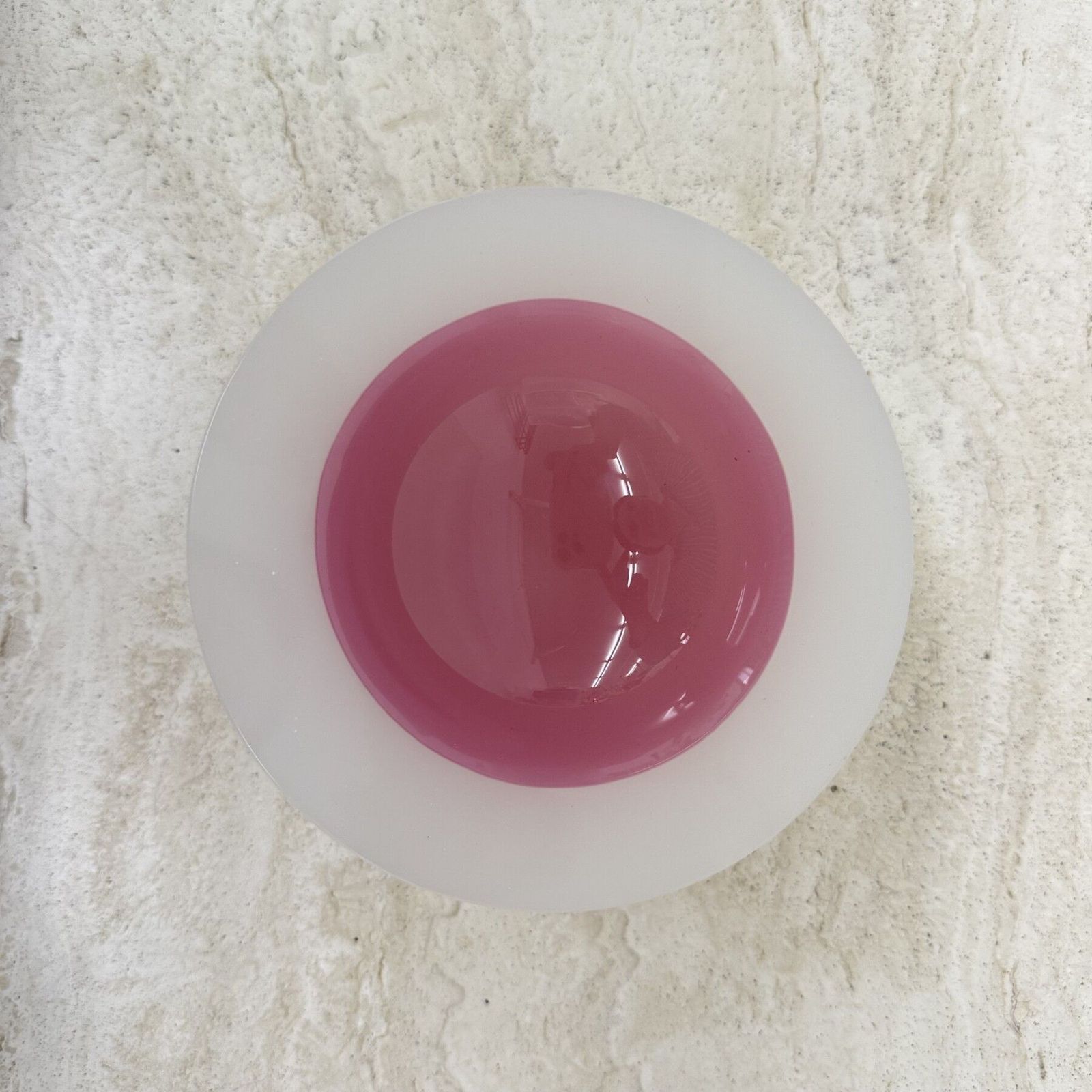 photo for sale Seguso Sommerso Murano Pink & White Alabastro Art Glass Geode Bowl, 1950