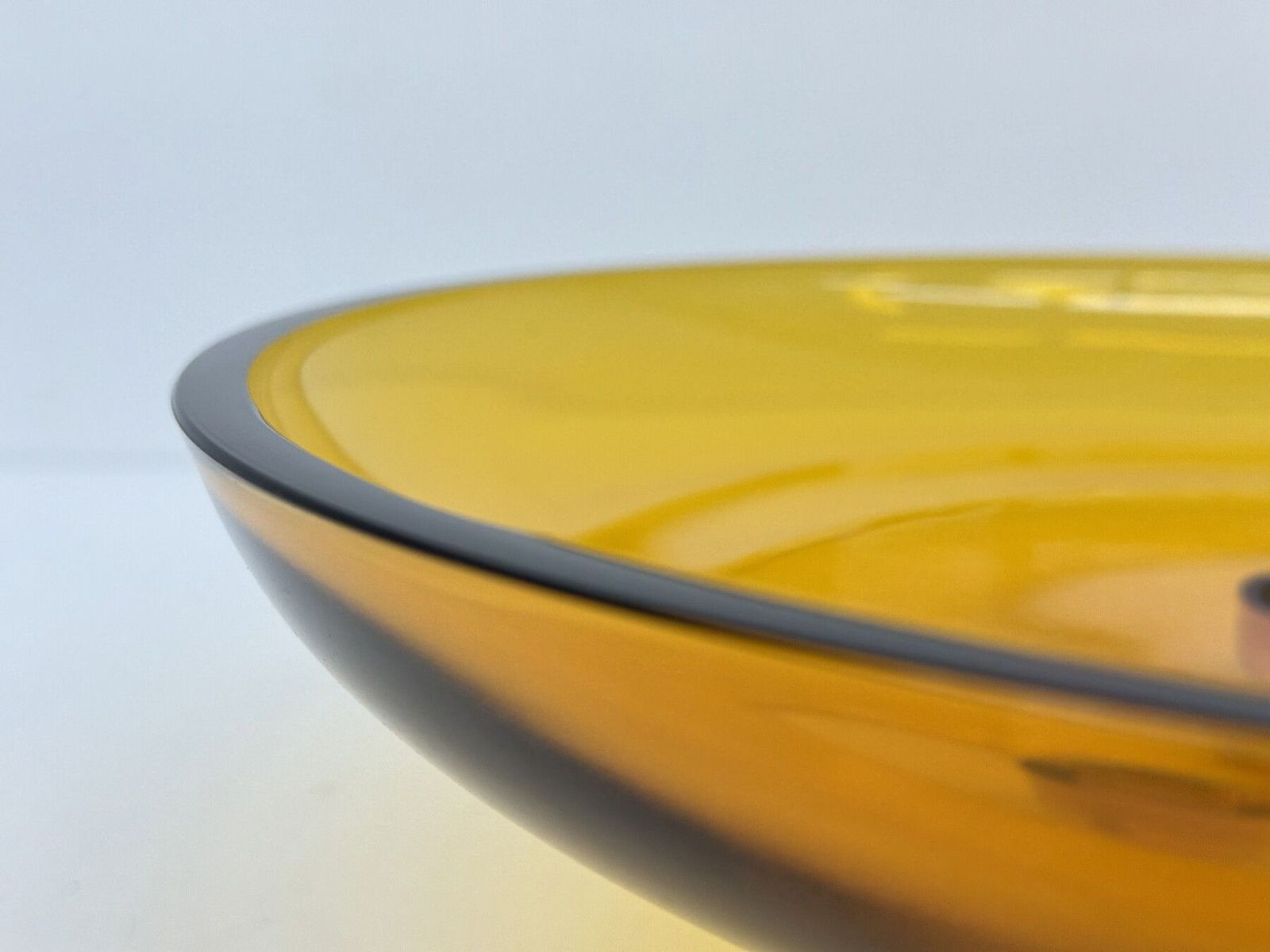 photo furniture V. Nason & C. Italy Murano Centerpiece Glazen Schaal In Amber, Jaren 1970