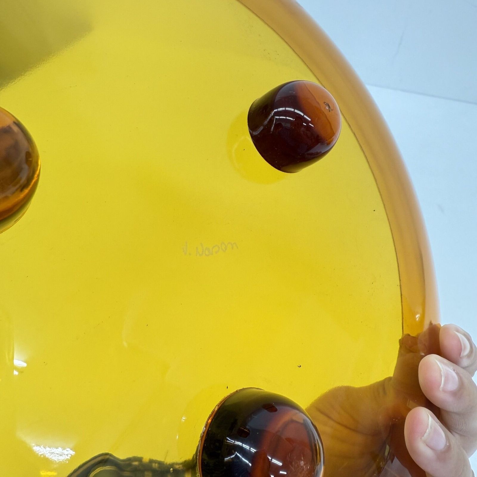 photo vinterior V. Nason & C. Italy Murano Centerpiece Glass Bowl In Amber , 1970s