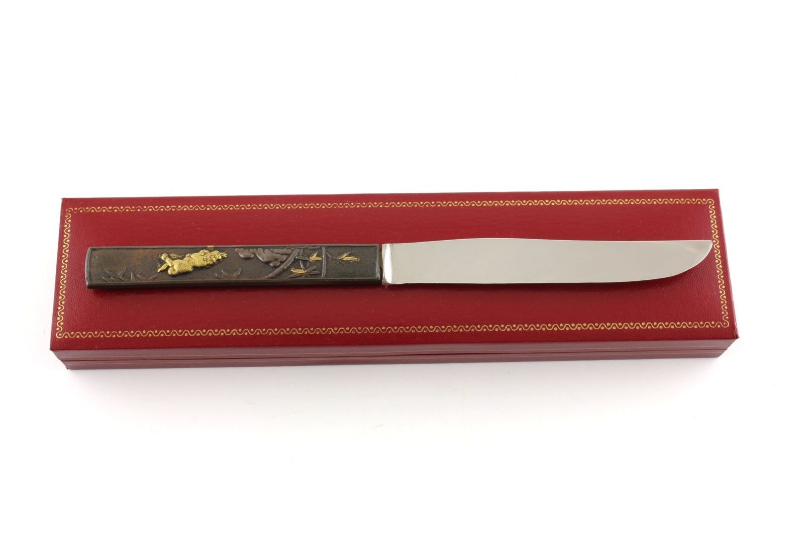 Japanese Bronze Kozuka Tiger Silver Letter Opener. Antique Meiji C1880. photo buy