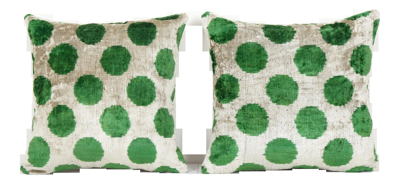 Green Silk Ikat Velvet Pillow Cover   Set Of Two