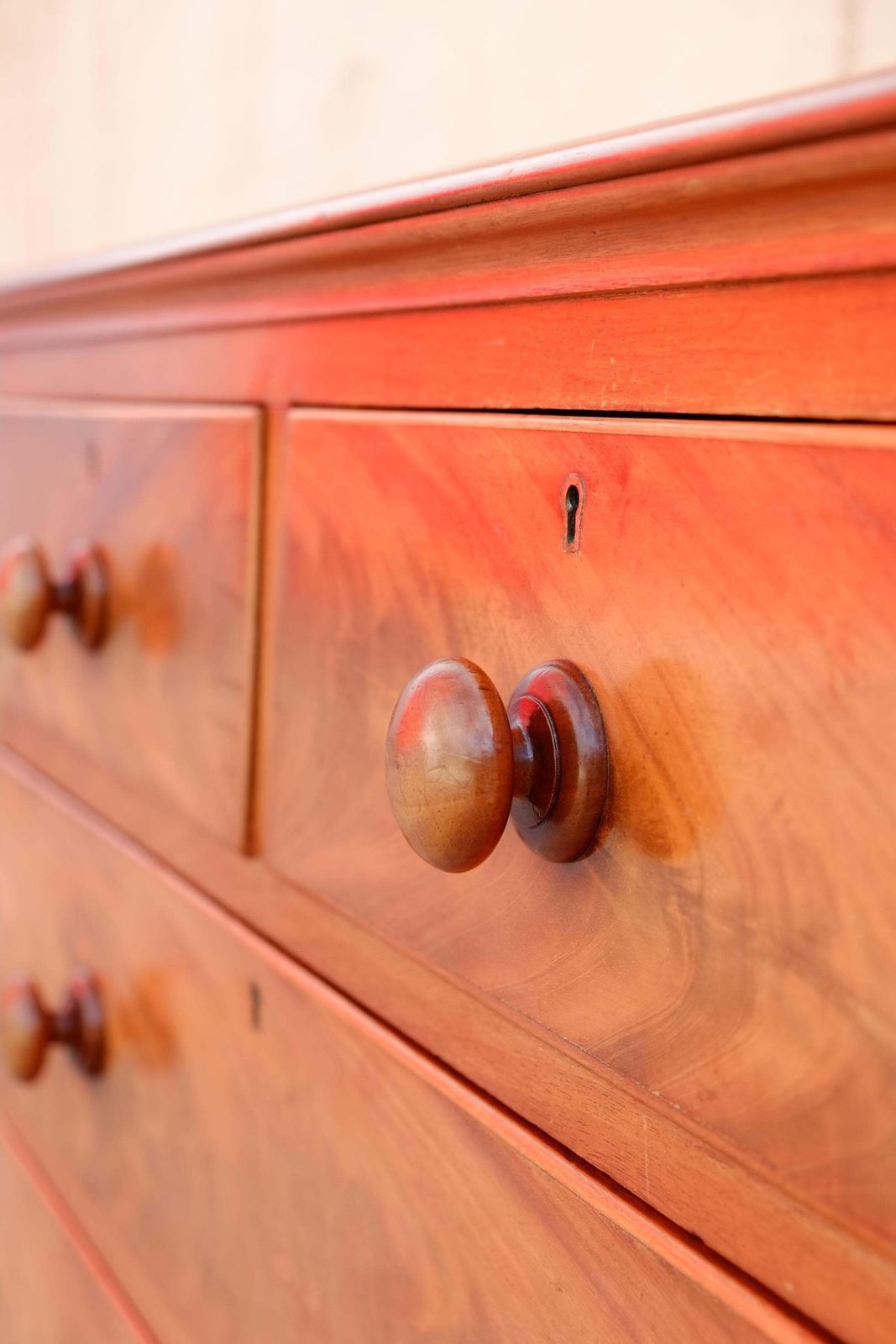 Antique English Satinwood Dresser / Chest Of Drawers With Bun Feet photo 1040.0