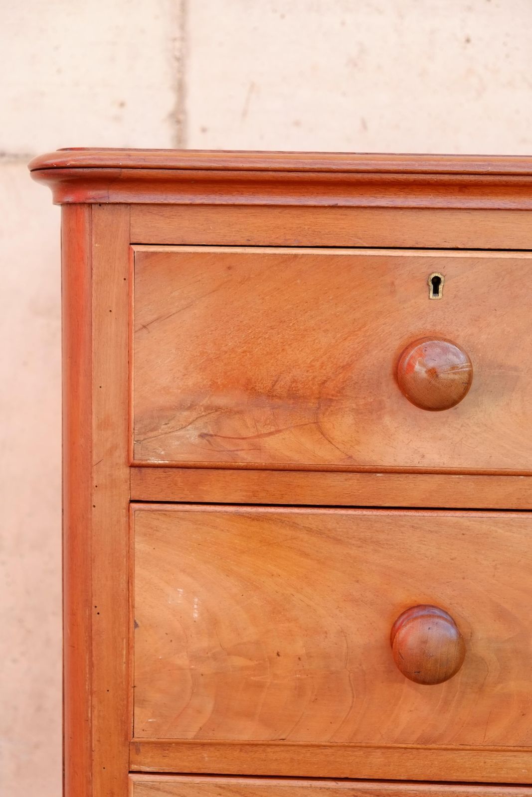 Antique English Satinwood Dresser / Chest Of Drawers With Bun Feet photo vinterior