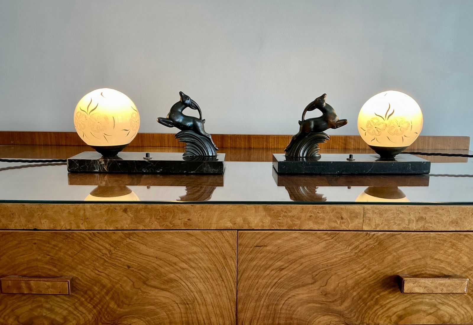 Pair Of French Art Deco Mood Lamps photo vintage