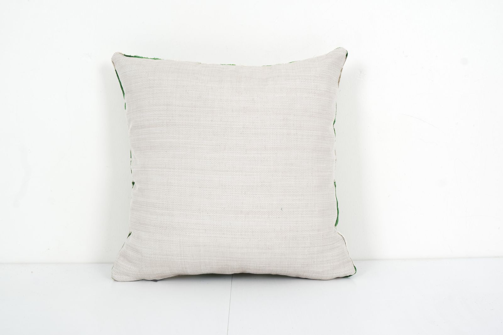 Square Green Ikat Velvet Pillow Cover 14" X 14" photo 66.0