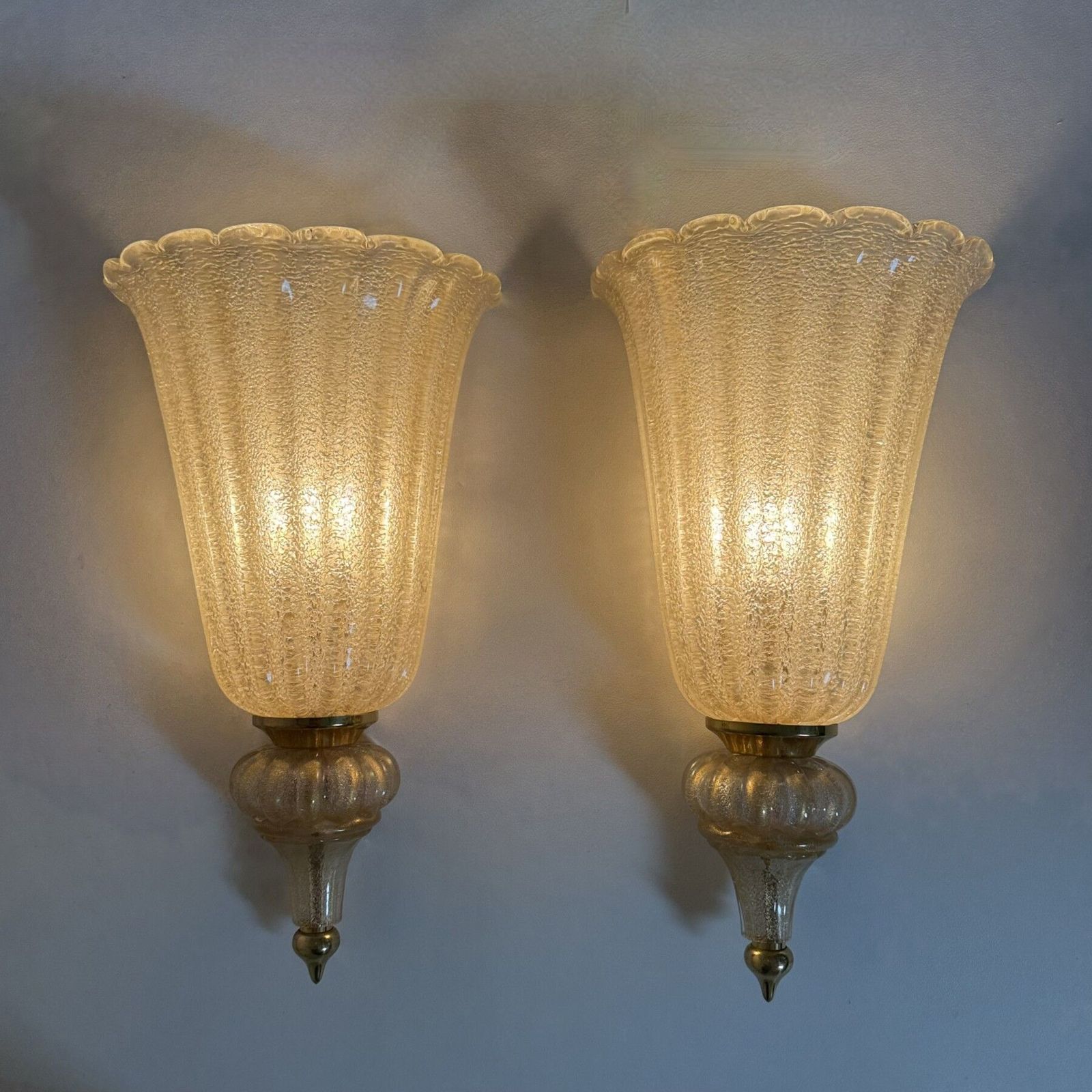 Pair Of Xl Barovier & Toso Wall Lamps Sconce Murano Glass , 1970s photo furniture