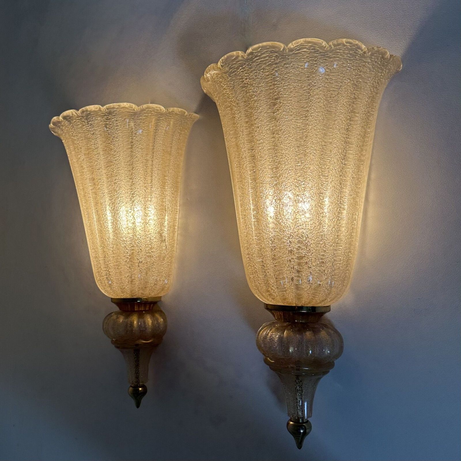 Pair Of Xl Barovier & Toso Wall Lamps Sconce Murano Glass , 1970s photo Lighting