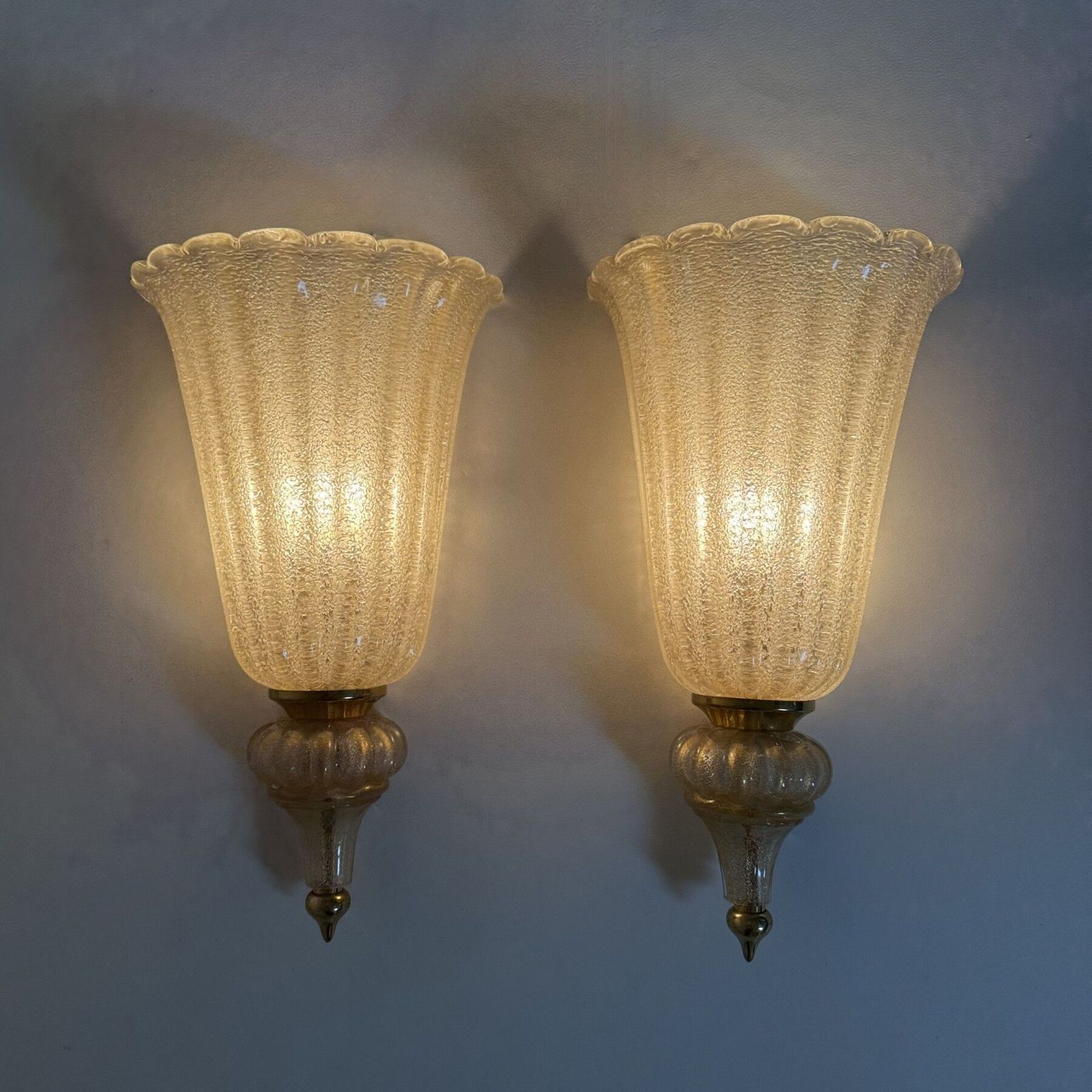 Pair Of Xl Barovier & Toso Wall Lamps Sconce Murano Glass , 1970s photo buy