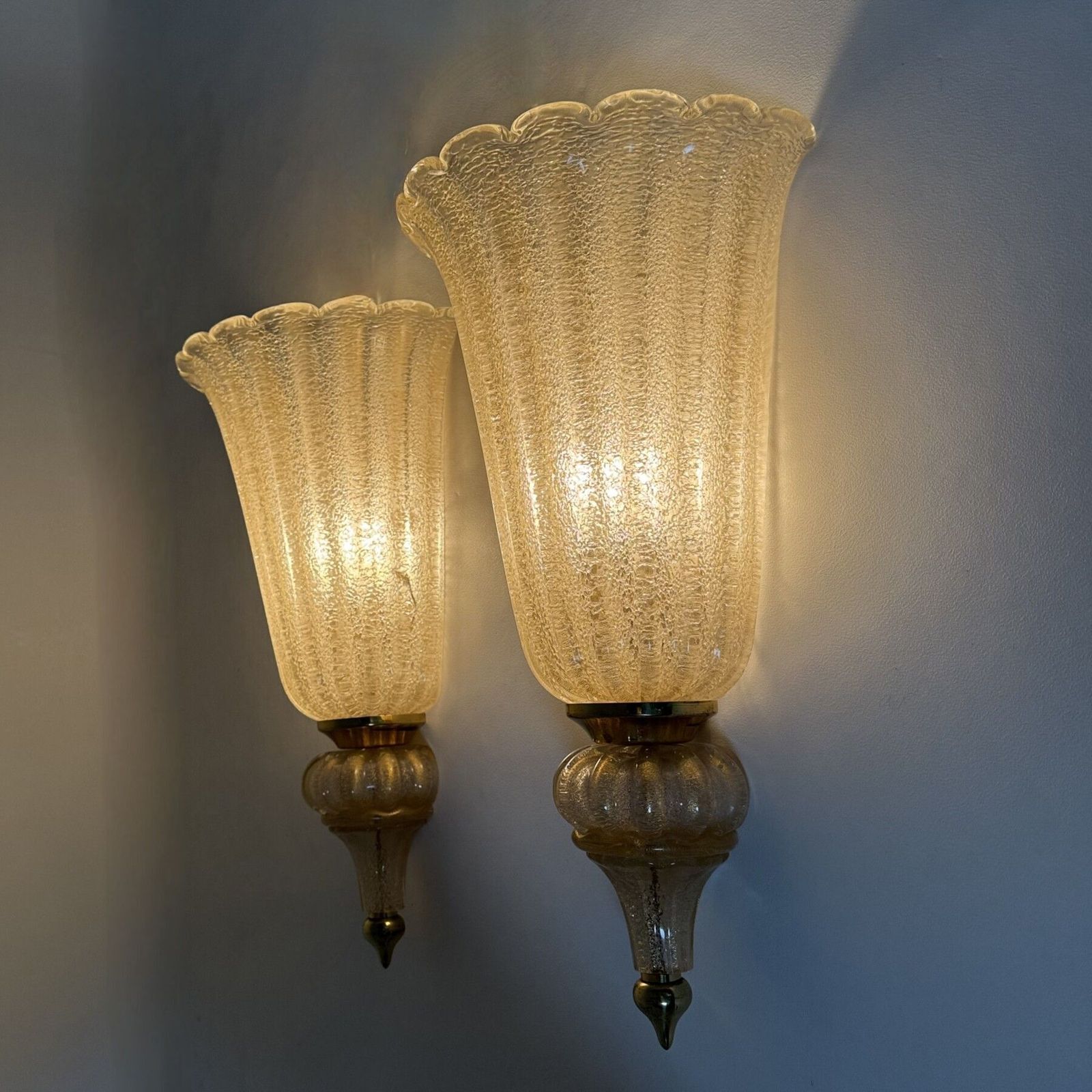 photo furniture Pair Of Xl Barovier & Toso Wall Lamps Sconce Murano Glass , 1970s