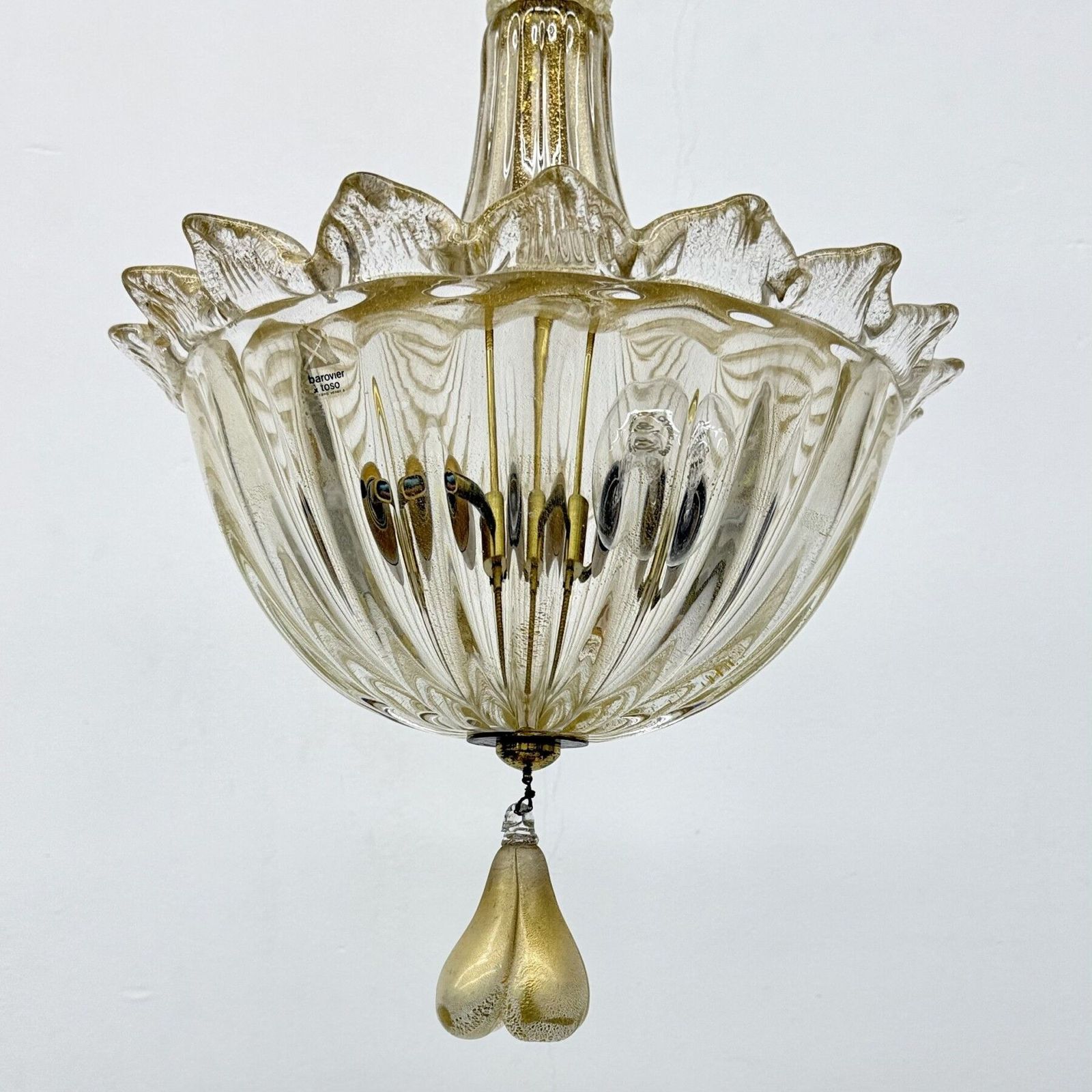 photo for sale Barovier & Toso Murano Glas Met Goud Hanglamp, Jaren 1970