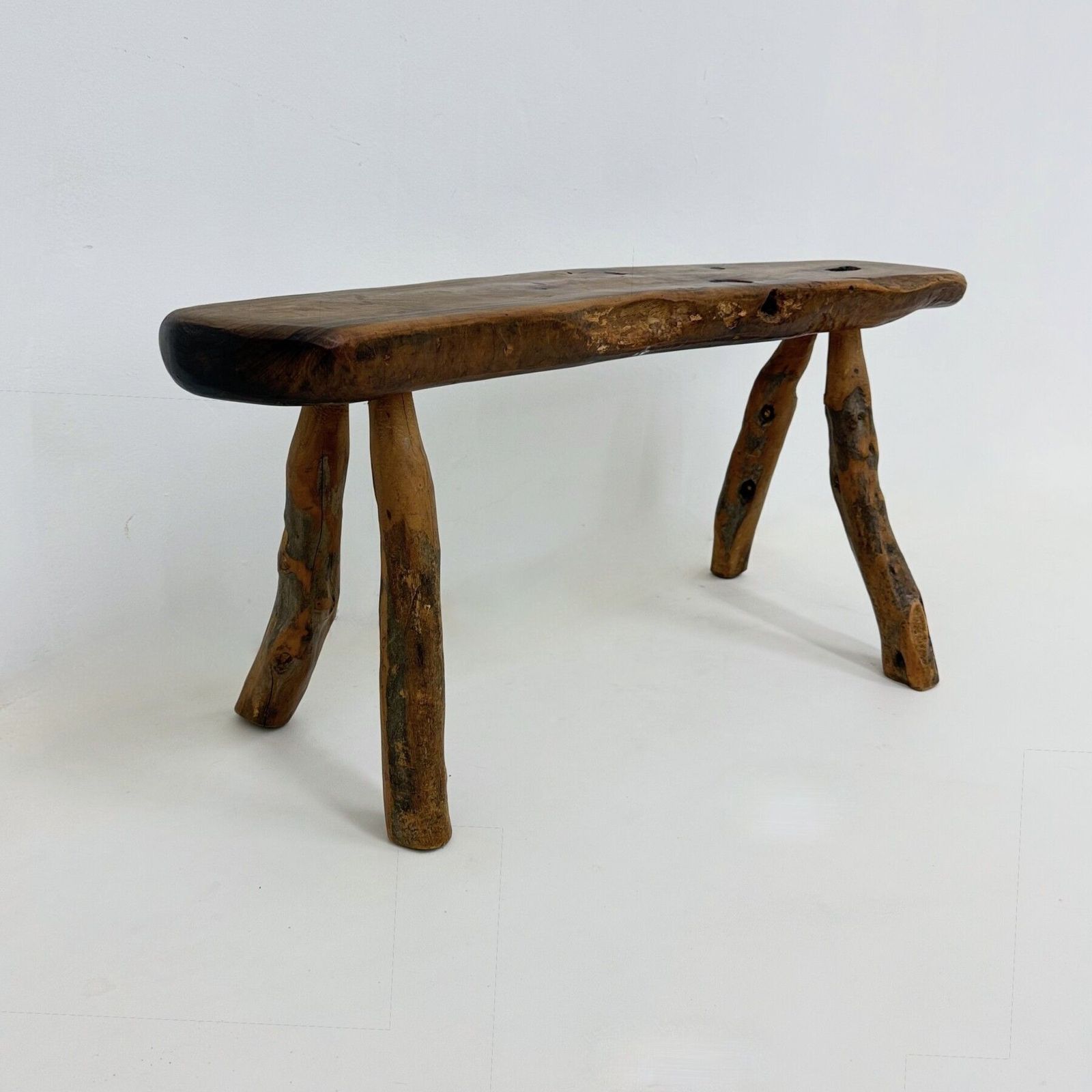 Brutalist Solid Wooden Side Table , 1970s photo vinterior