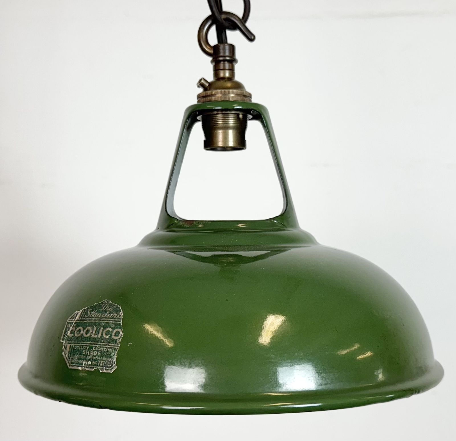 Industrial Green Enamel Factory Pendant Lamp From Coolicon, 1950s photo buy