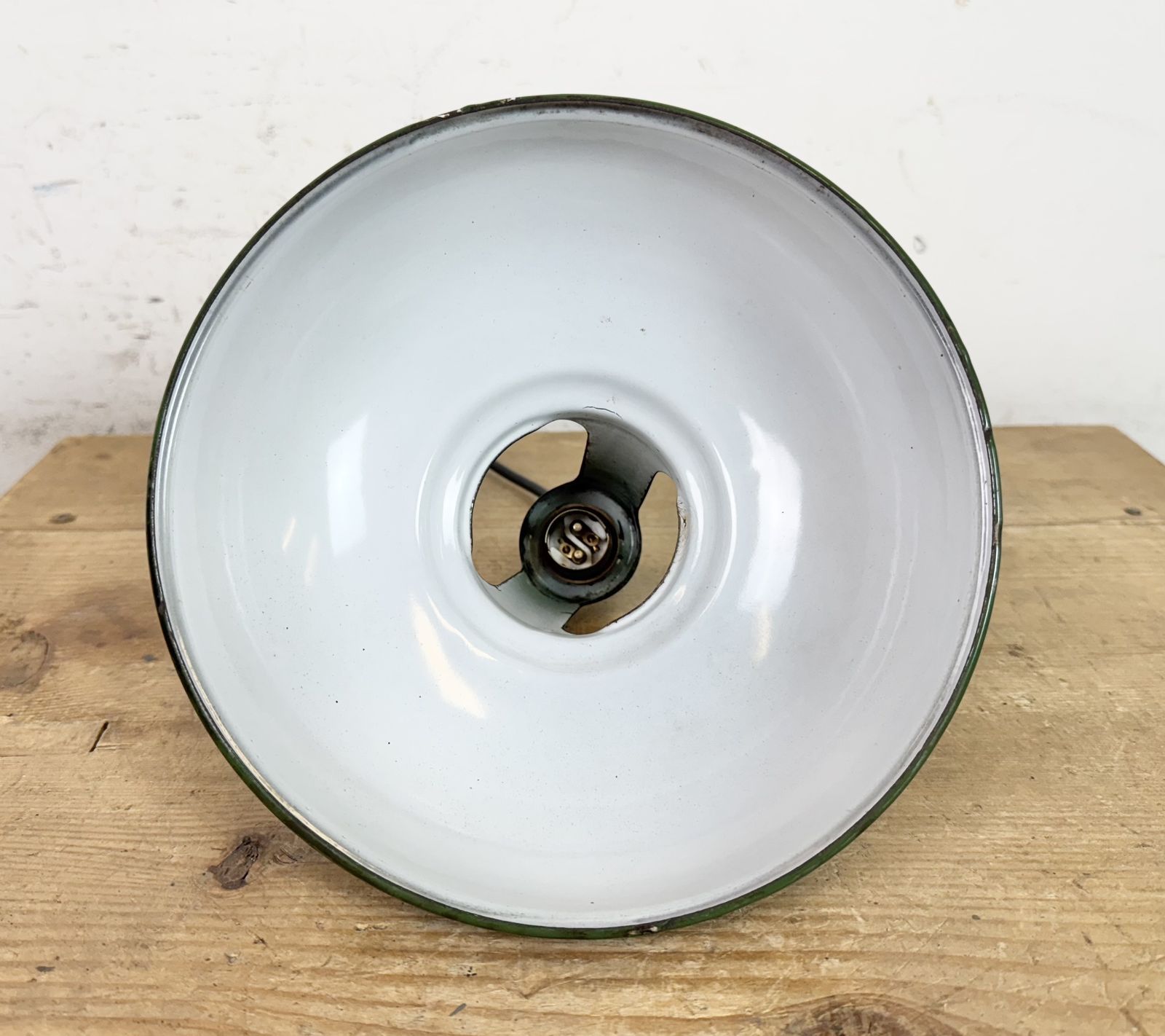 Industrial Green Enamel Factory Pendant Lamp From Coolicon, 1950s photo vintage