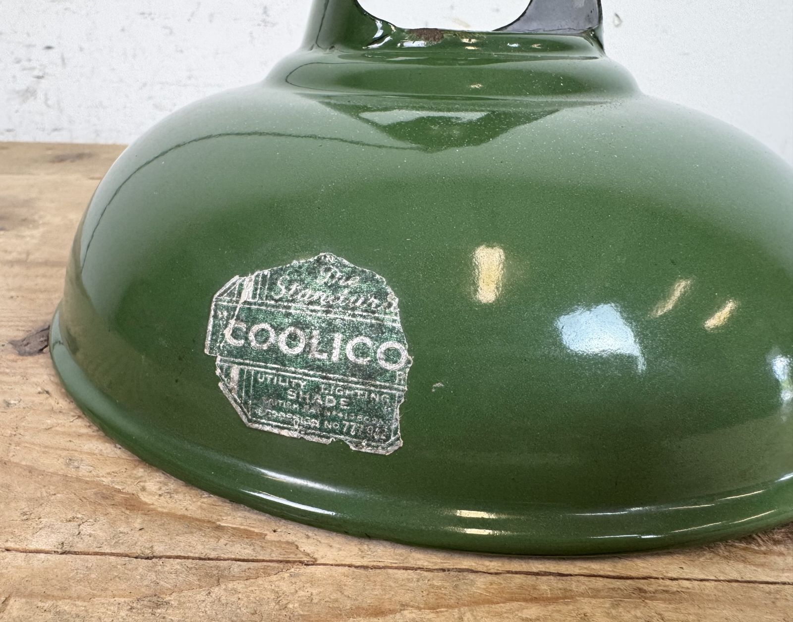 photo furniture Industrial Green Enamel Factory Pendant Lamp From Coolicon, 1950s