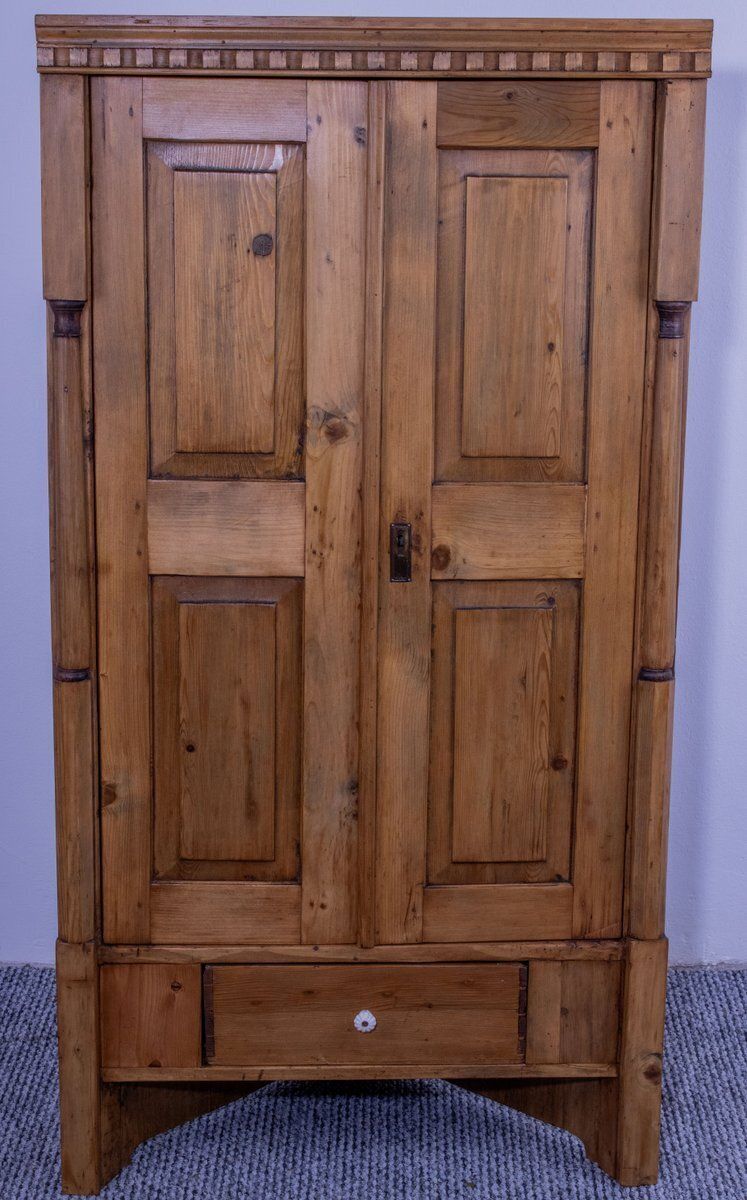 Late 19th Century Pine Corner Cabinet With Drawer, 1899