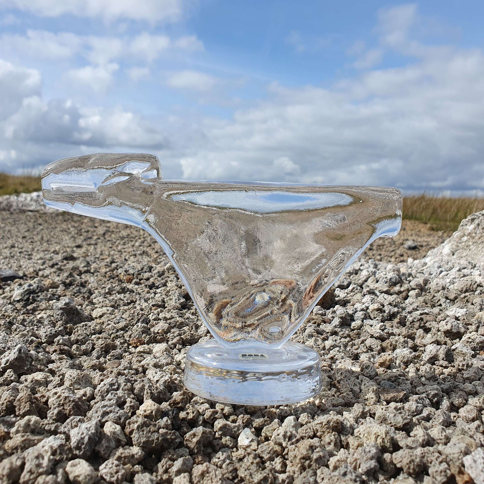 Erik Hoglund For Boda, Sweden. A Clear Glass Dinosaur Figurine. 1960s photo for sale