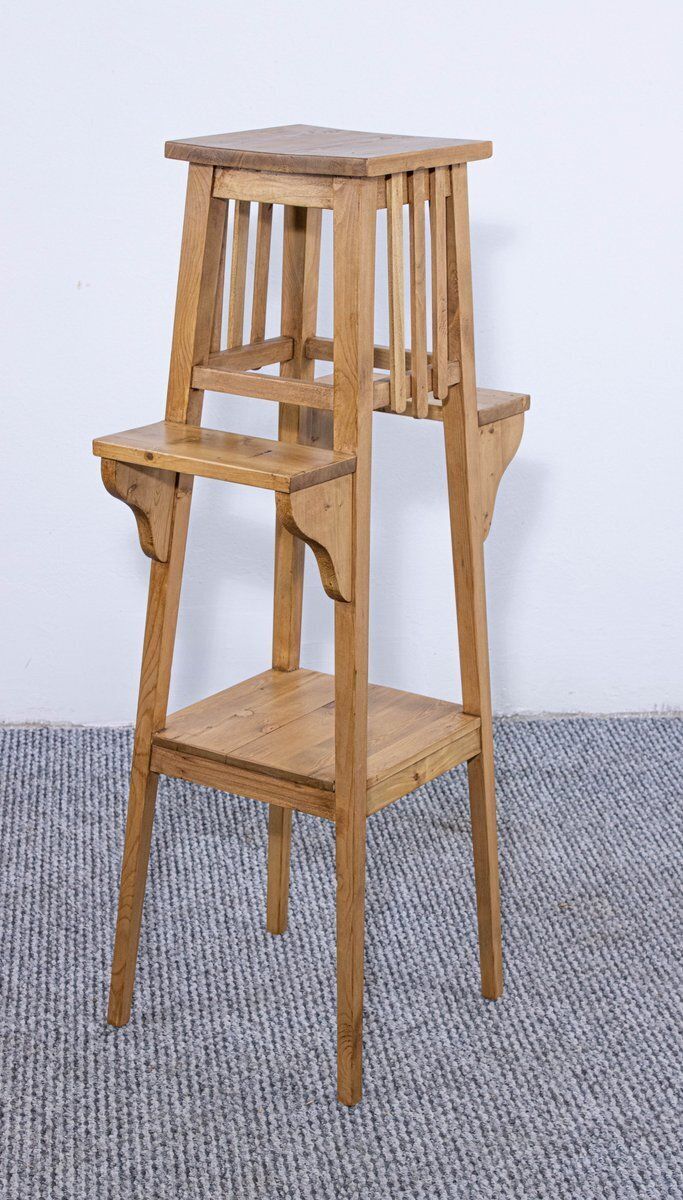 Antique Stripped & Waxed Pine Plant Stands, Late 19th Century, Set Of 2 photo Home Decor