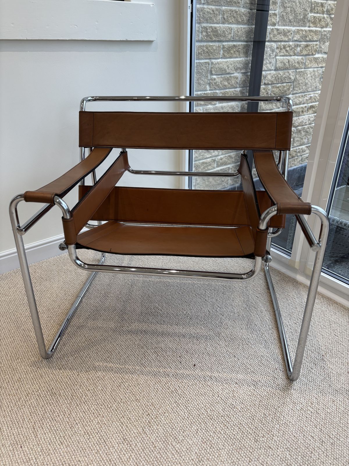 Wassily Chair By Marcel Breuer/Vintage Armchair/Chrome Frame With Brown Leather photo 1825.0