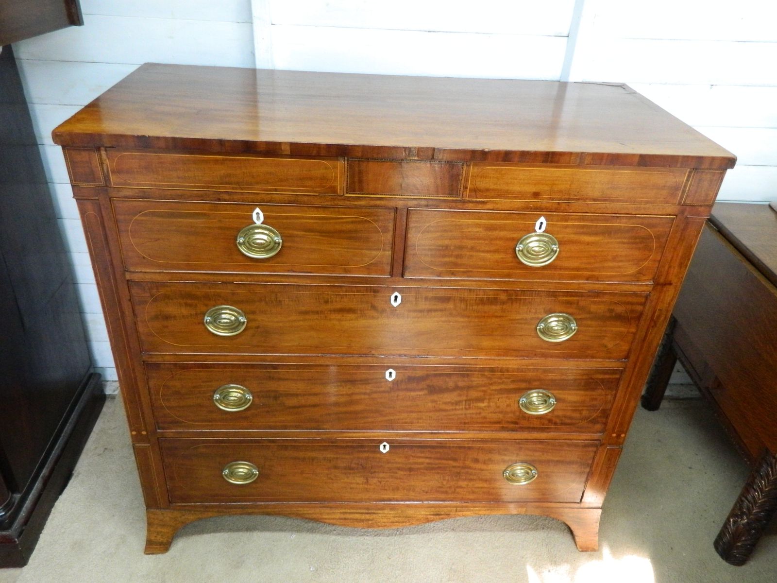 Victorian Mahogany Inlay Chest Of Drawers photo for sale