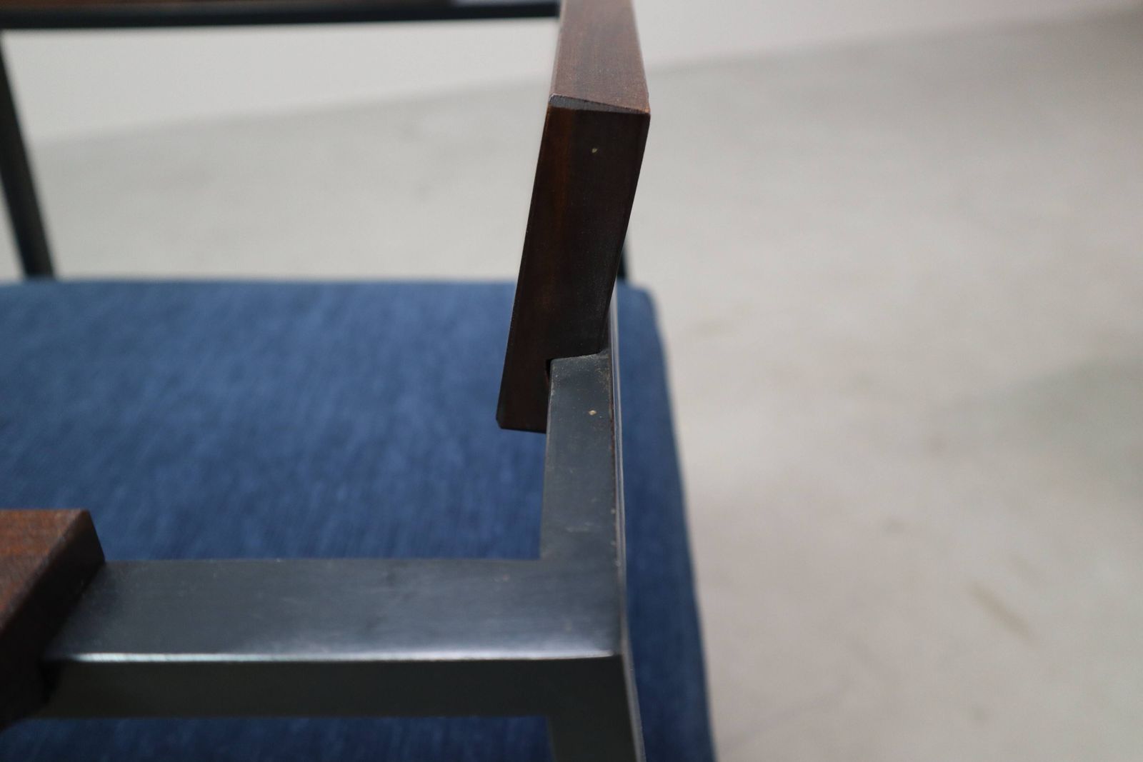 Pair Of Postmodern Armchairs In Steel And Mahogany, 1970s photo 2143.0