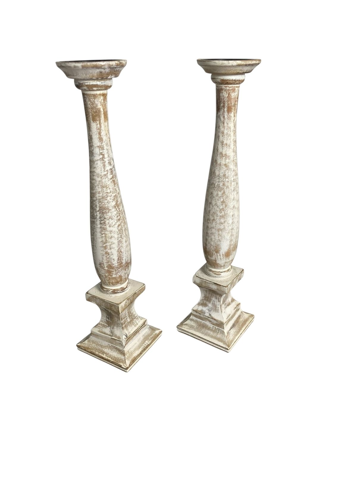 Pair Of Shabby Chic Candle Holders From Belgium Dry Scraped photo 80.0
